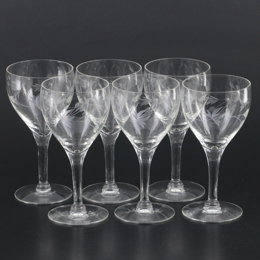 Floral Cut Wine Glasses