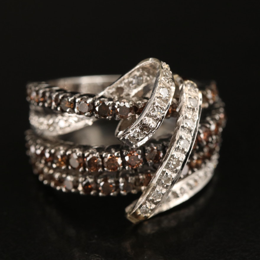 14K 1.56 CTW Diamond Crossover Ring