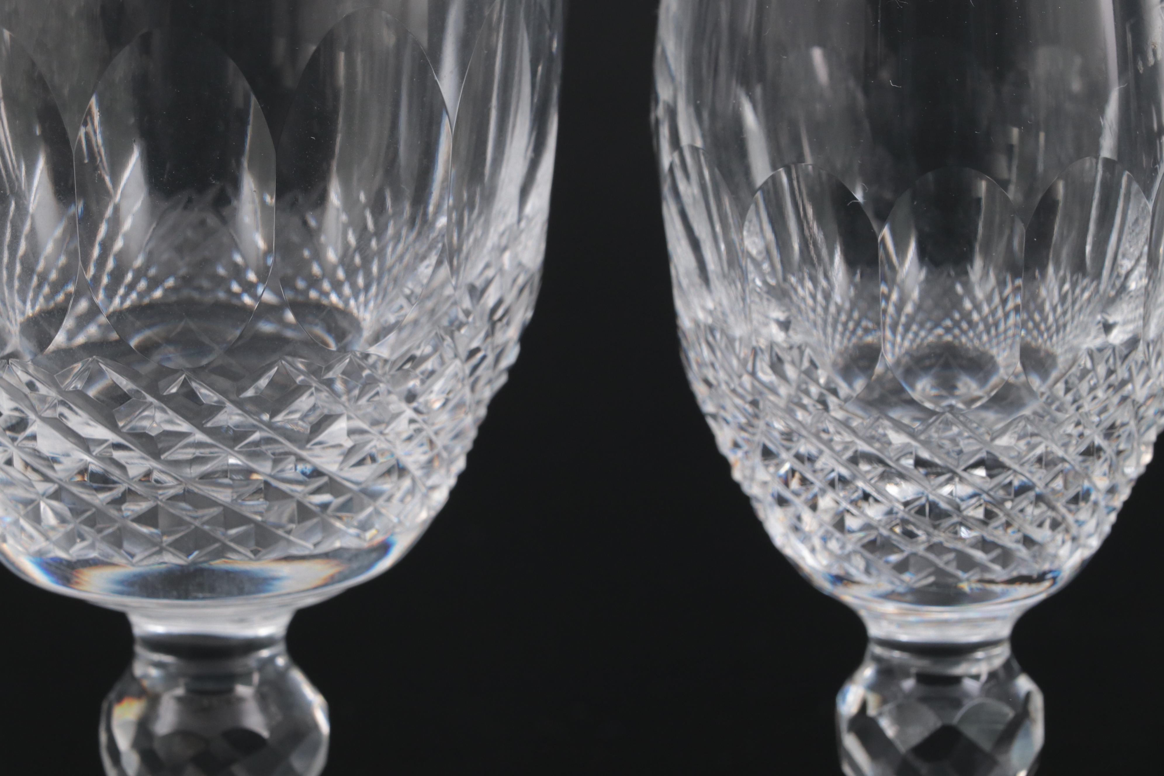 Waterford Crystal "Colleen" Water Goblets, White Wine Glasses and Sherry Glasses