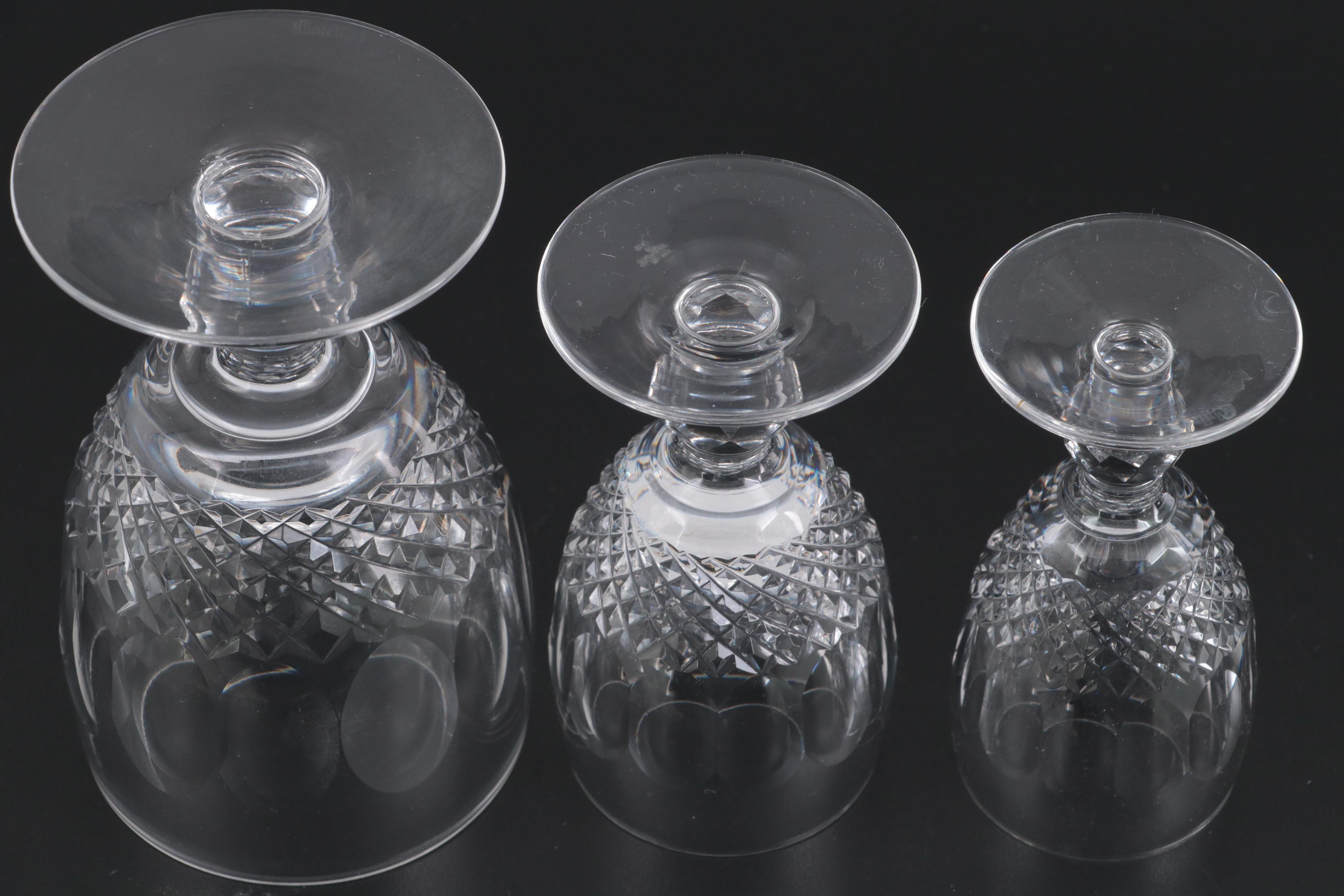 Waterford Crystal "Colleen" Water Goblets, White Wine Glasses and Sherry Glasses