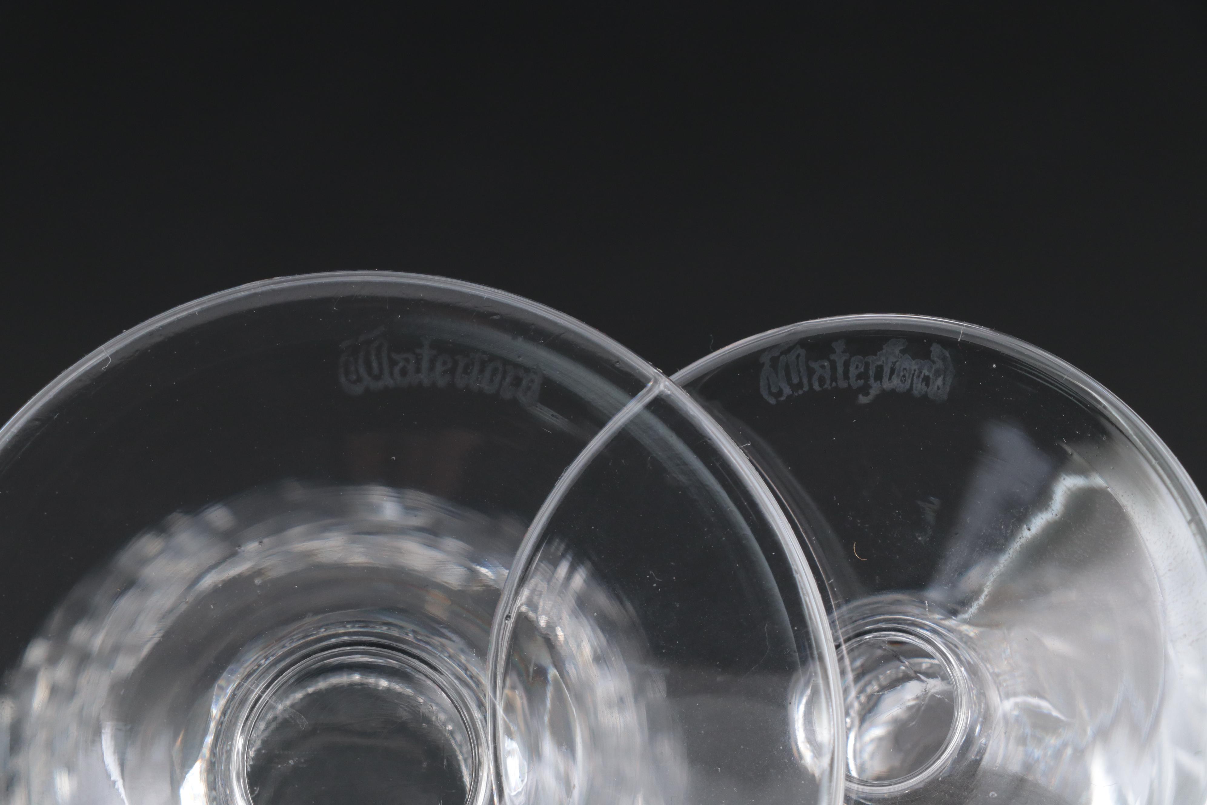 Waterford Crystal "Colleen" Water Goblets, White Wine Glasses and Sherry Glasses