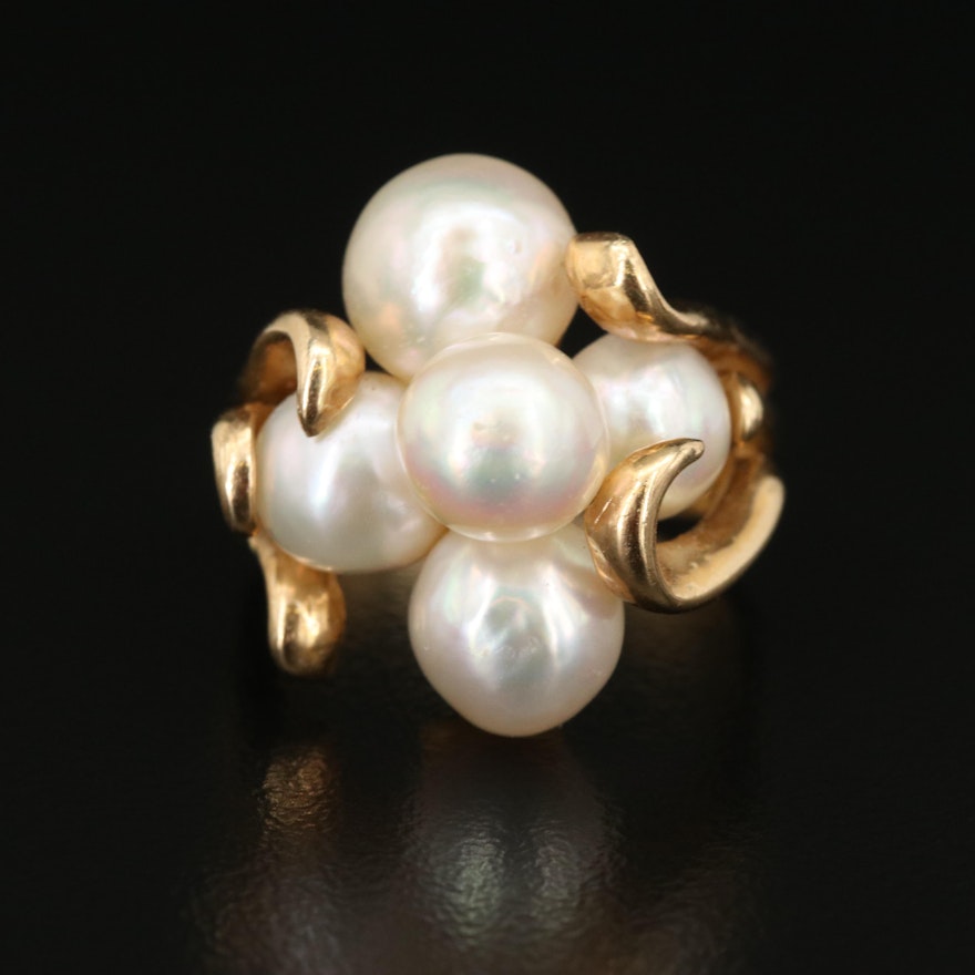 14K Pearl Cluster Ring