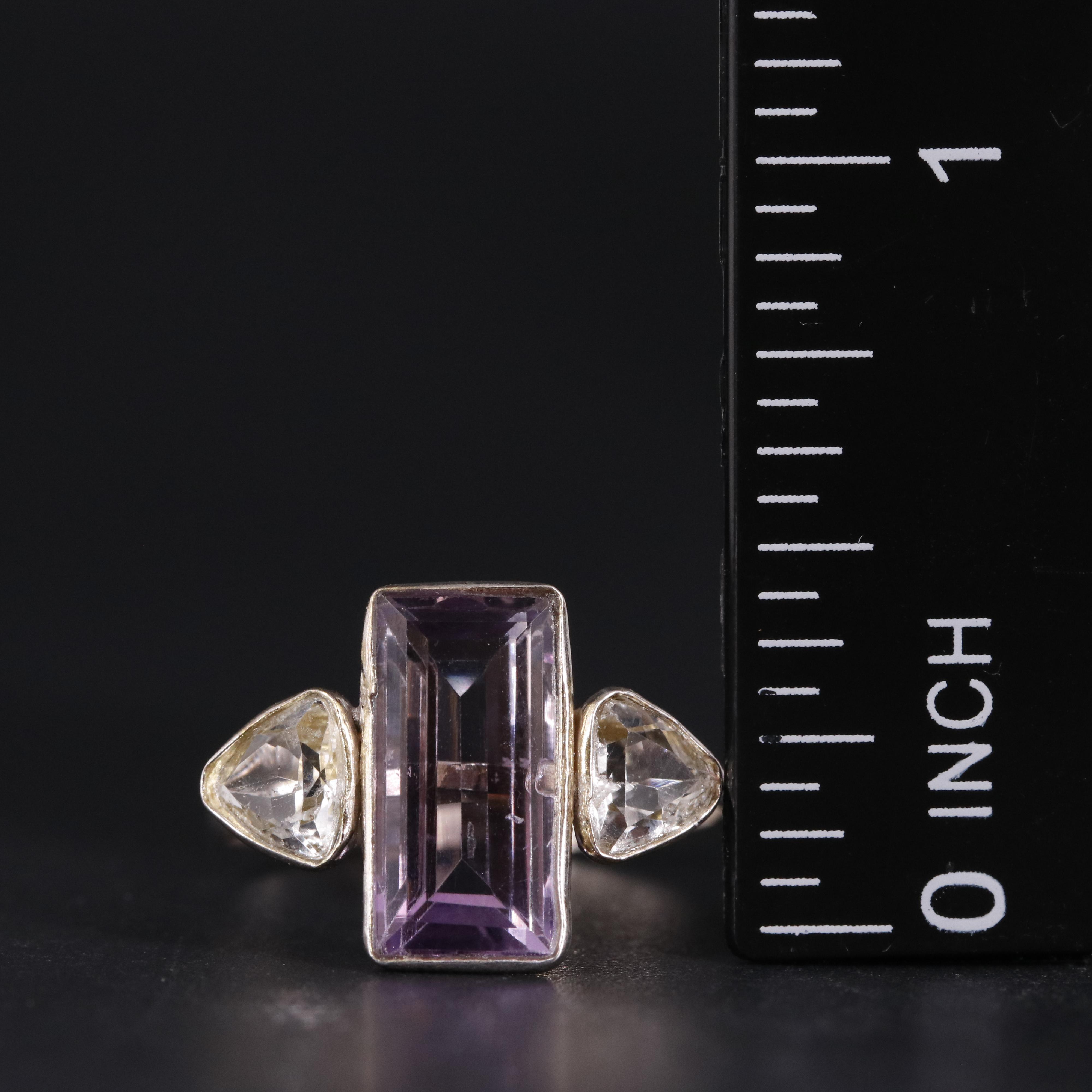 14K Amethyst and White Topaz Ring