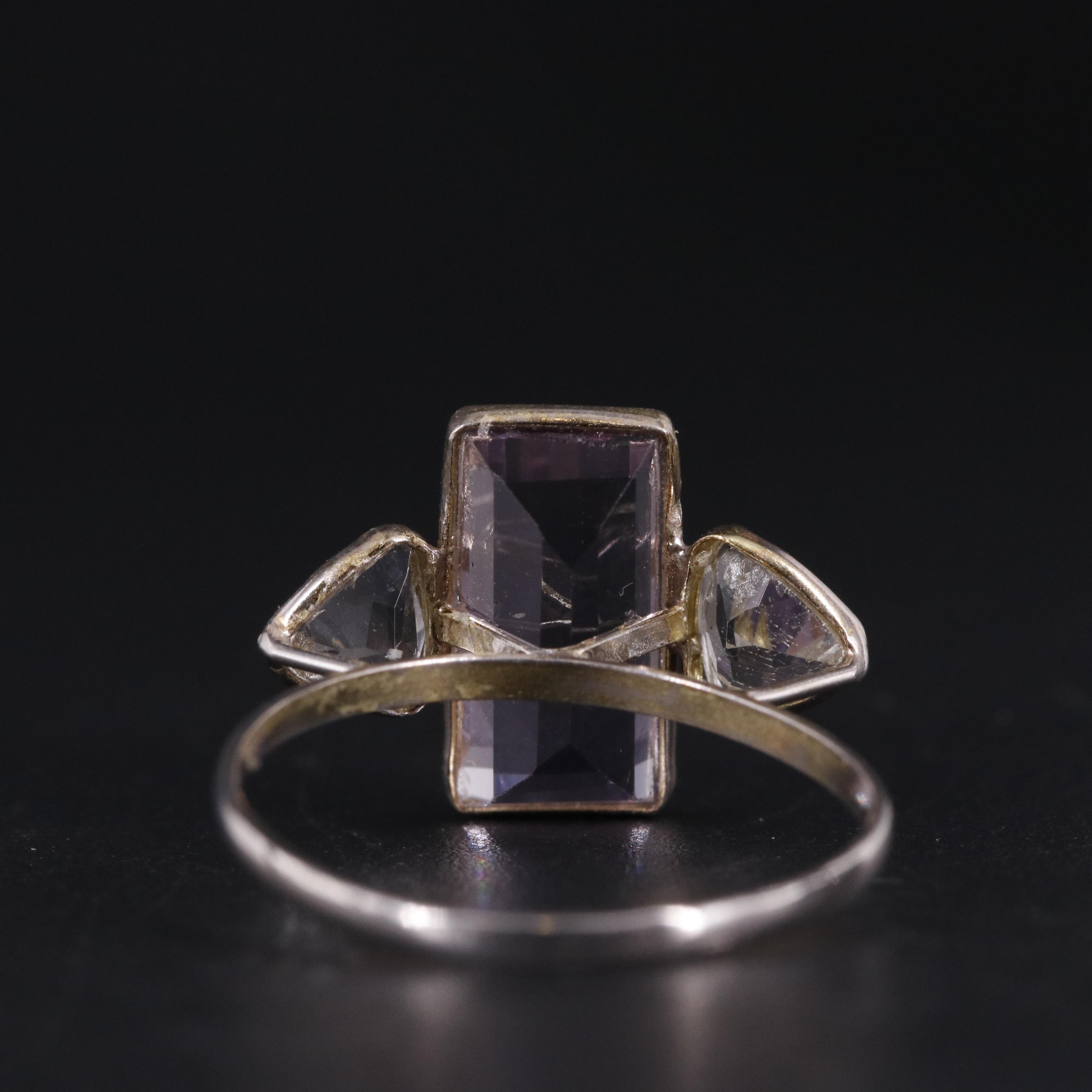 14K Amethyst and White Topaz Ring