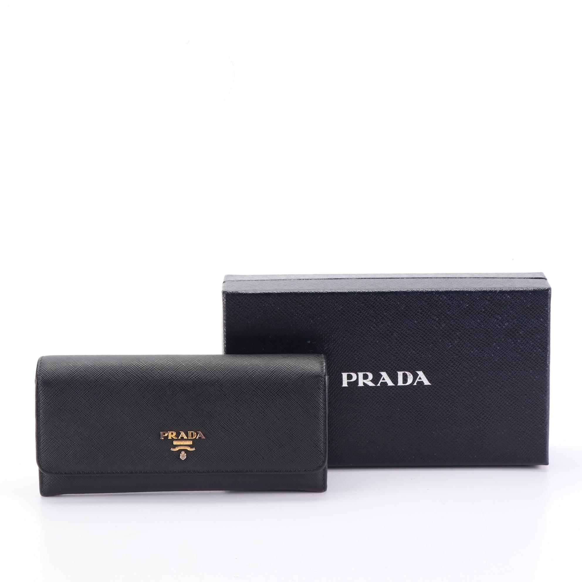 Prada Saffiano Leather Continental Wallet with Box