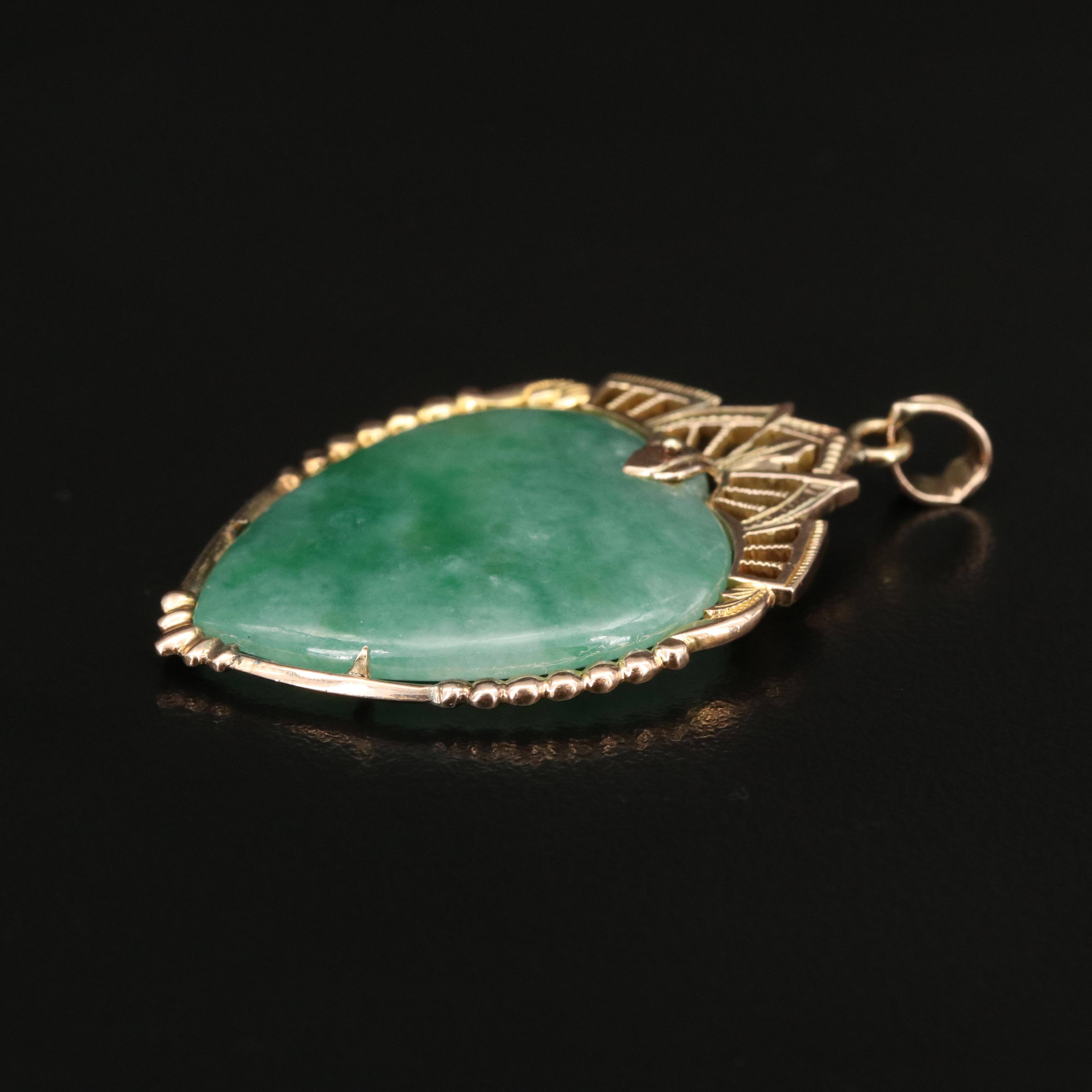 14K Jadeite Heart Pendant