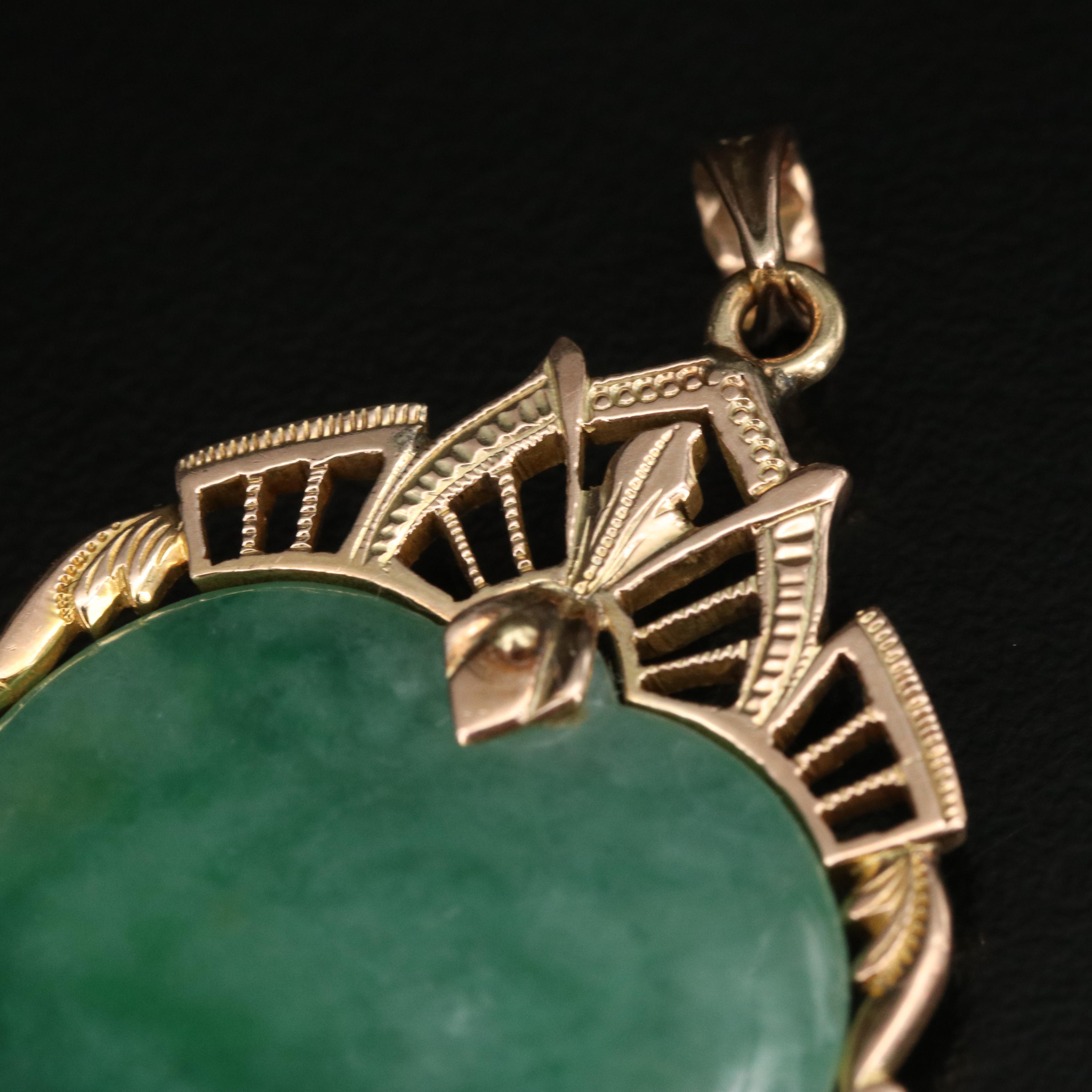 14K Jadeite Heart Pendant
