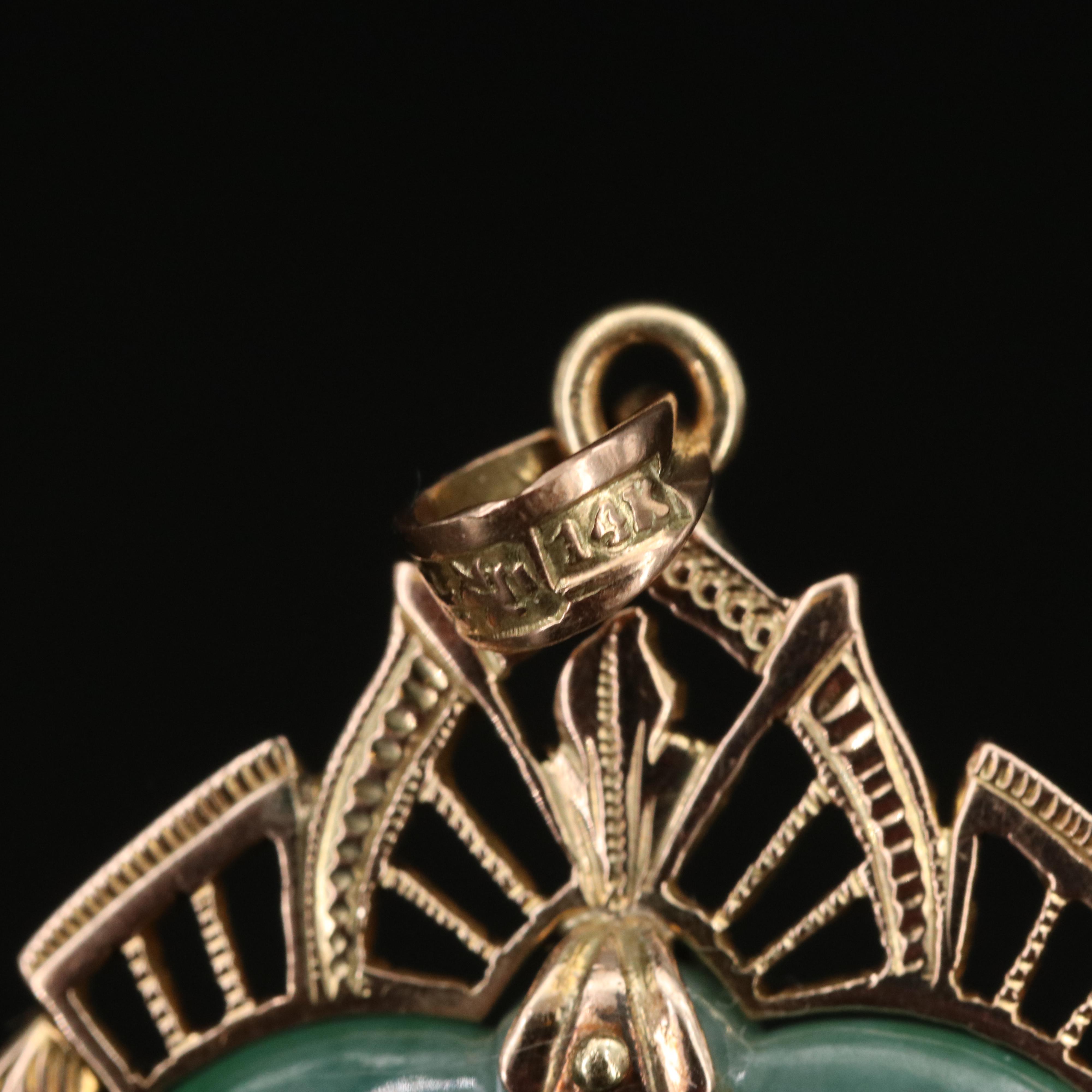 14K Jadeite Heart Pendant