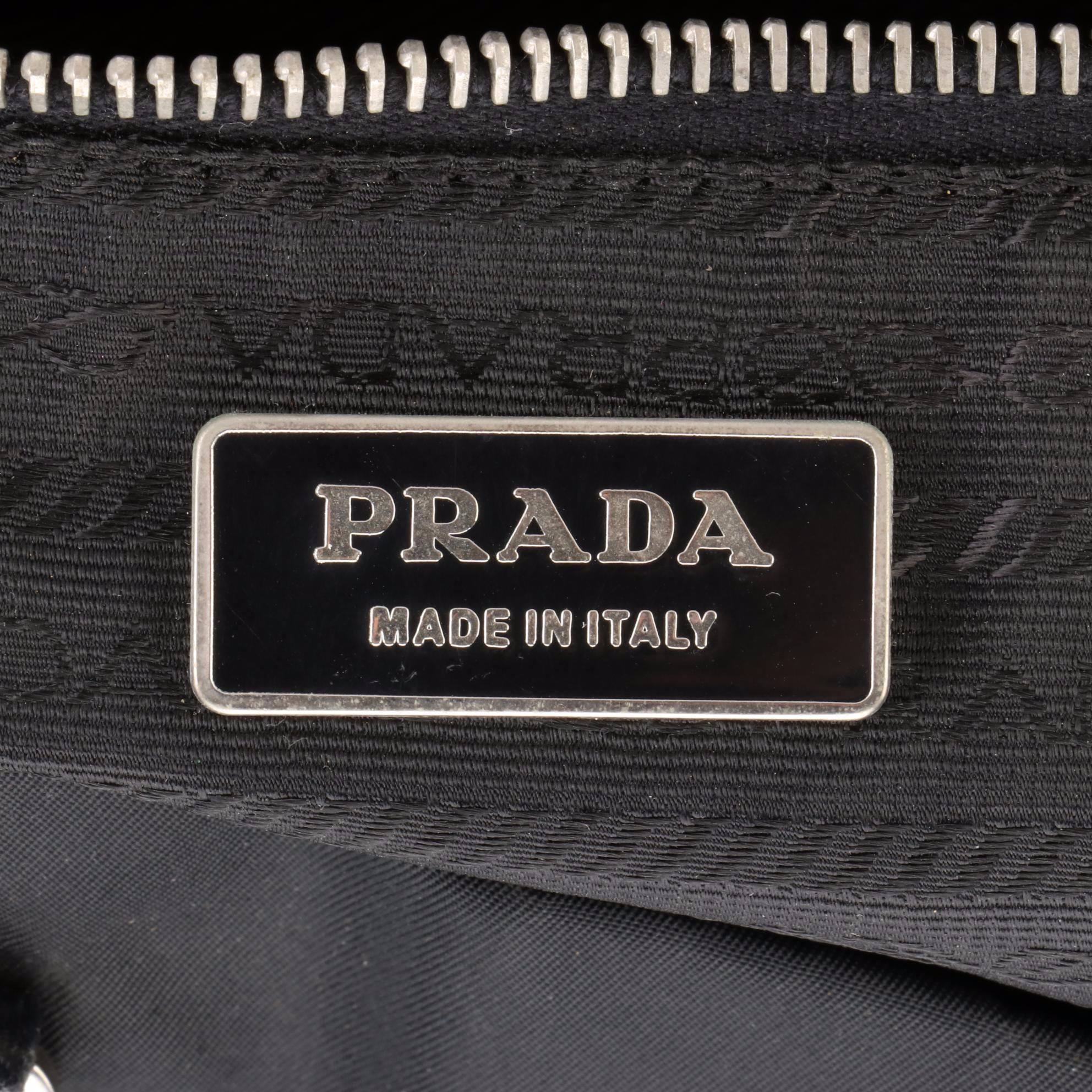 Prada Tessuto Tote Bag in Black Nylon with Leather Trim