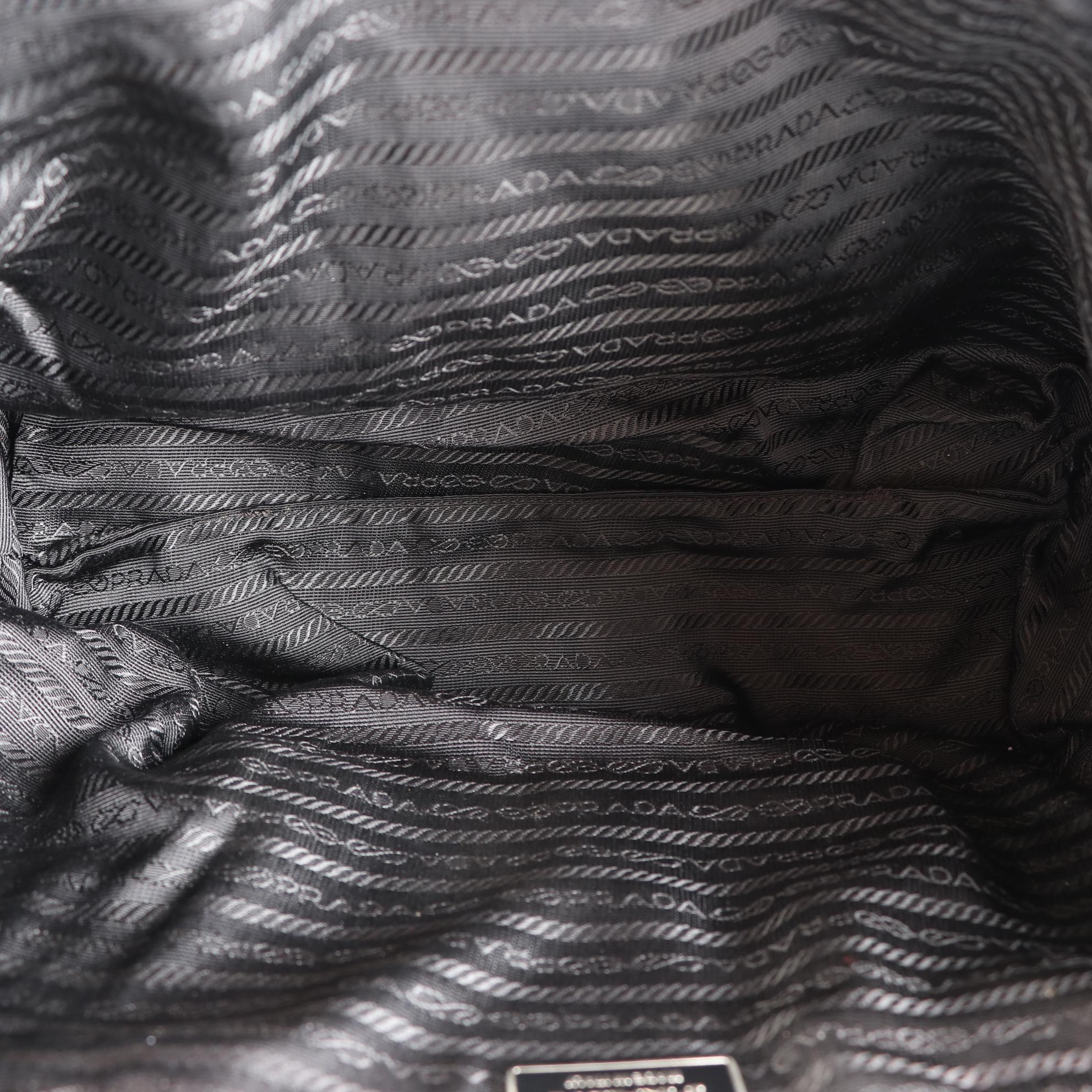 Prada Tessuto Tote Bag in Black Nylon with Leather Trim