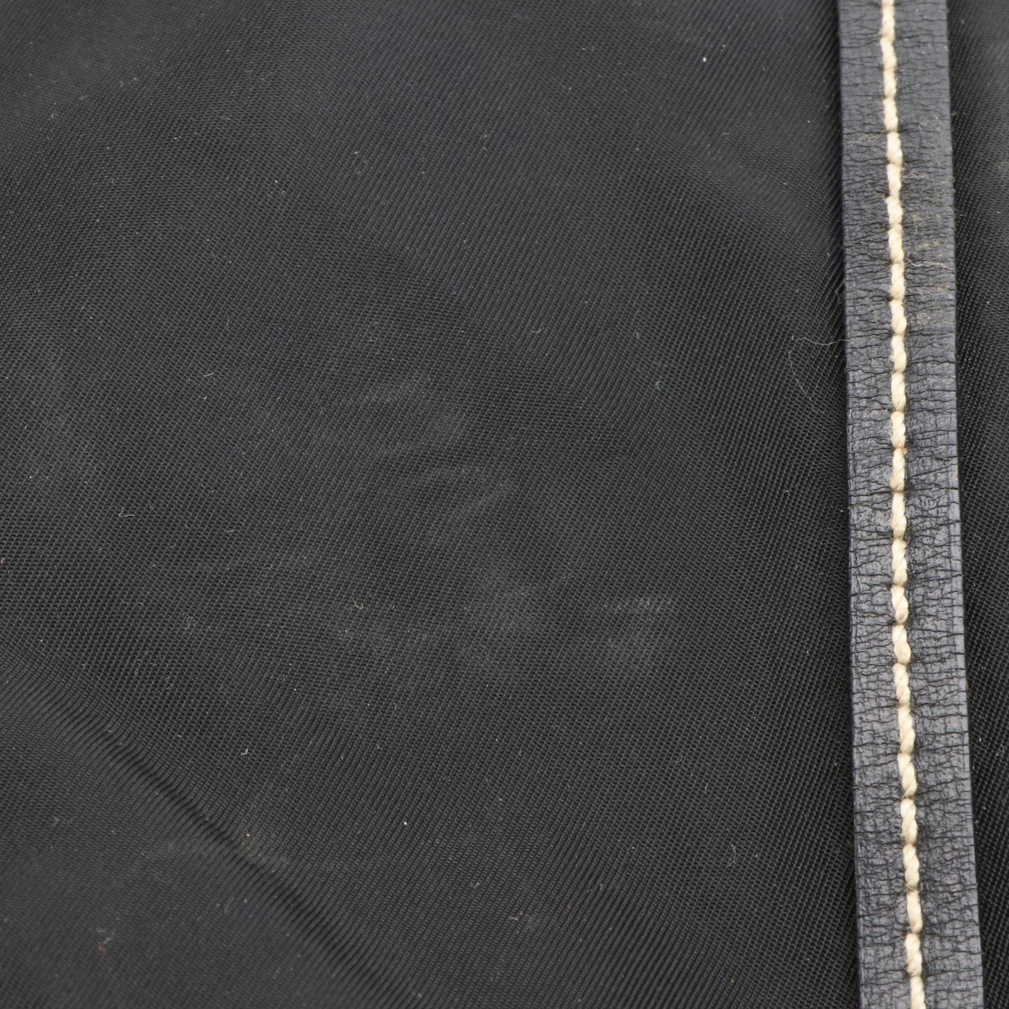Prada Tessuto Tote Bag in Black Nylon with Leather Trim