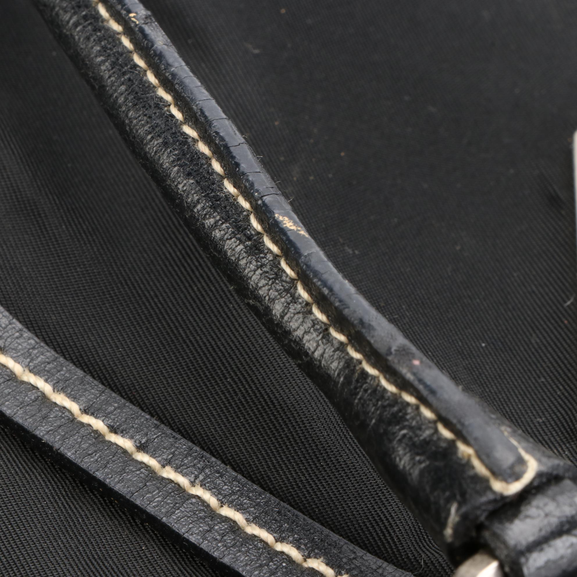 Prada Tessuto Tote Bag in Black Nylon with Leather Trim