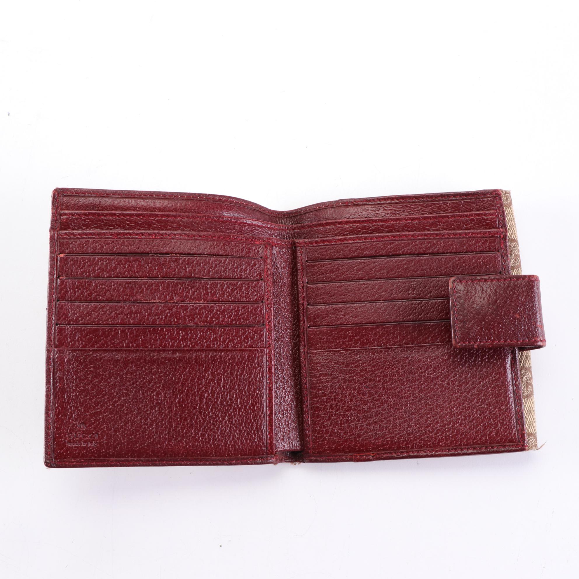 Gucci Compact Wallet in GG Canvas and Cinghiale Leather