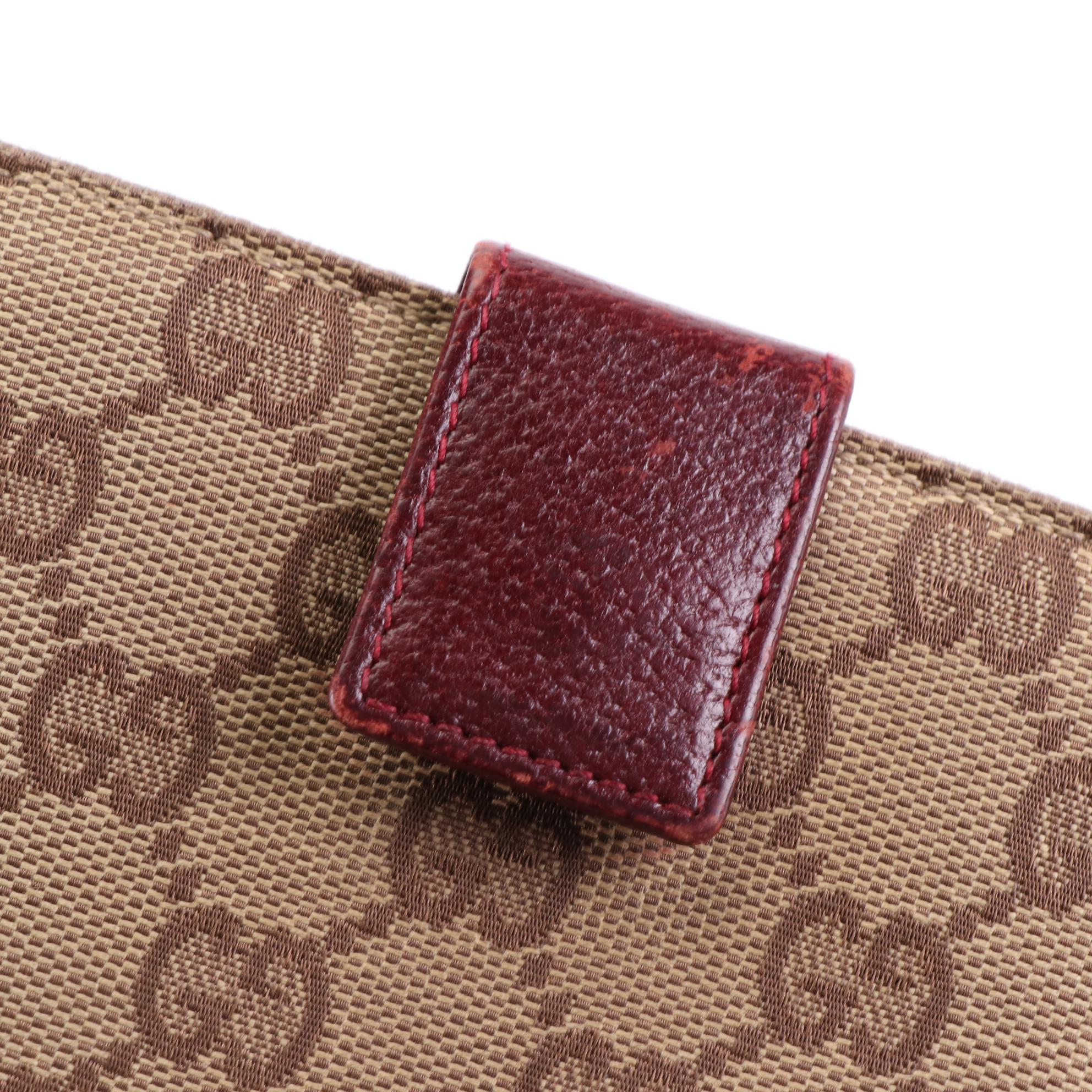 Gucci Compact Wallet in GG Canvas and Cinghiale Leather