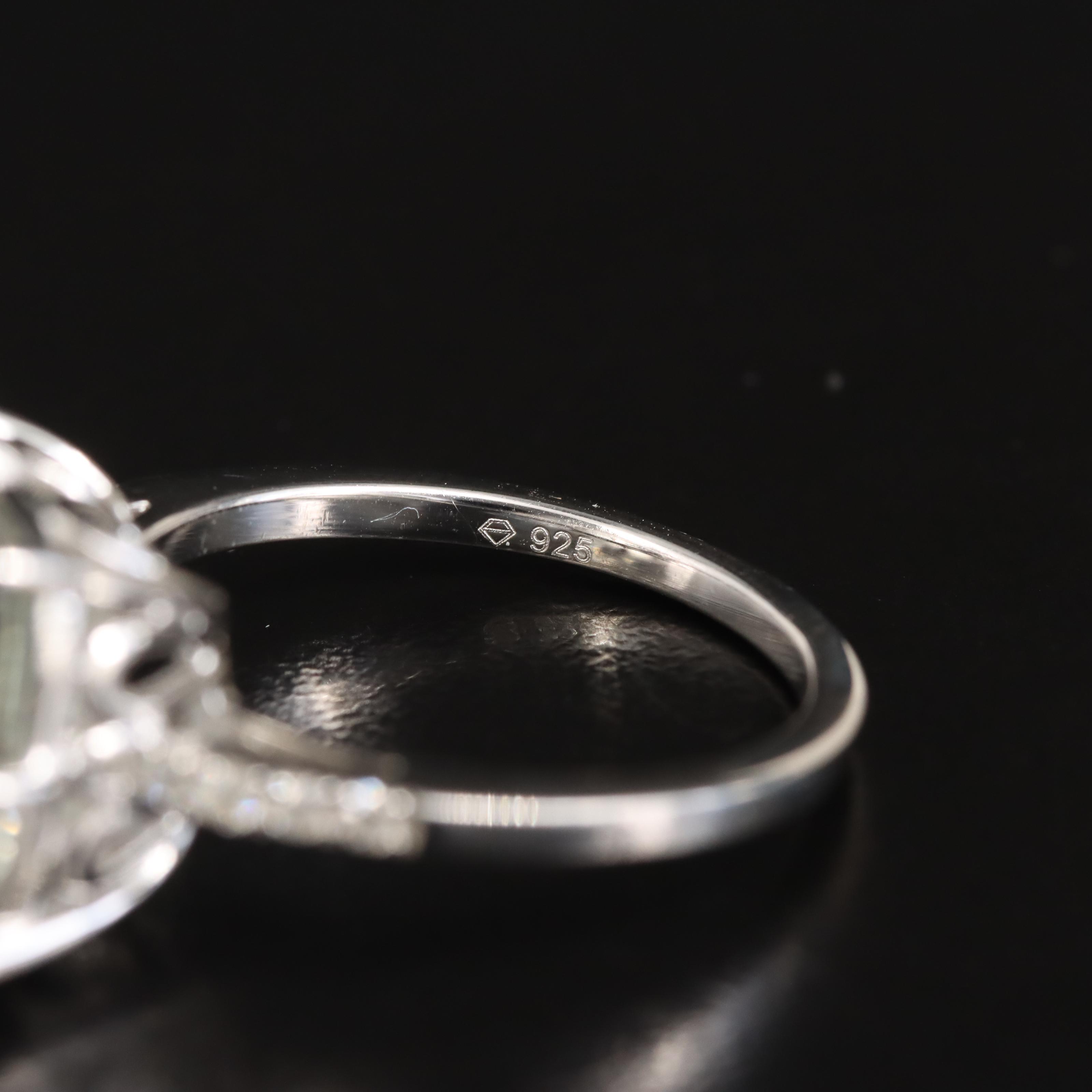 Sterling Prasiolite and Diamond Ring