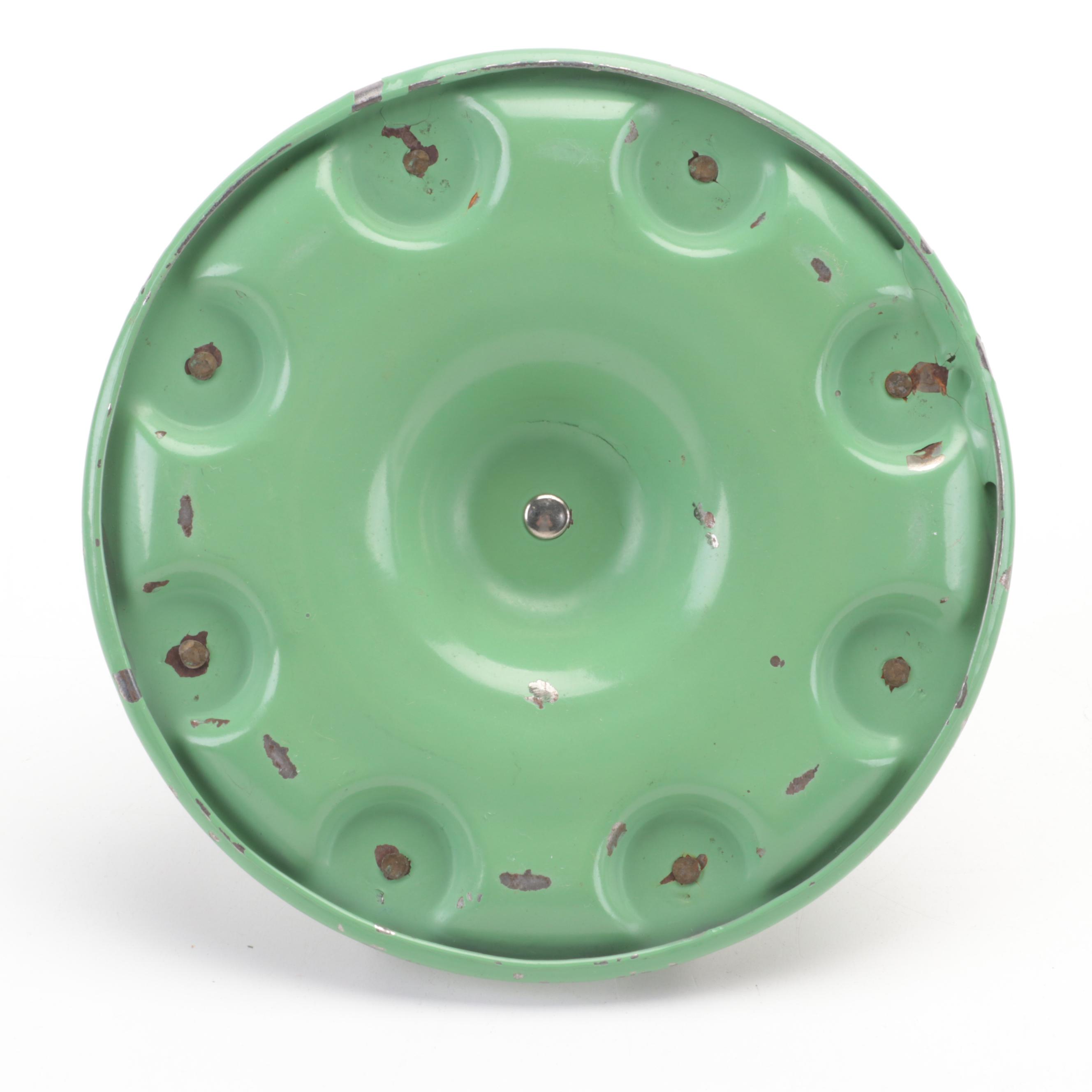 Toleware Hand-Painted Thimble and Pin Holder with Thimbles, Early 20th Century