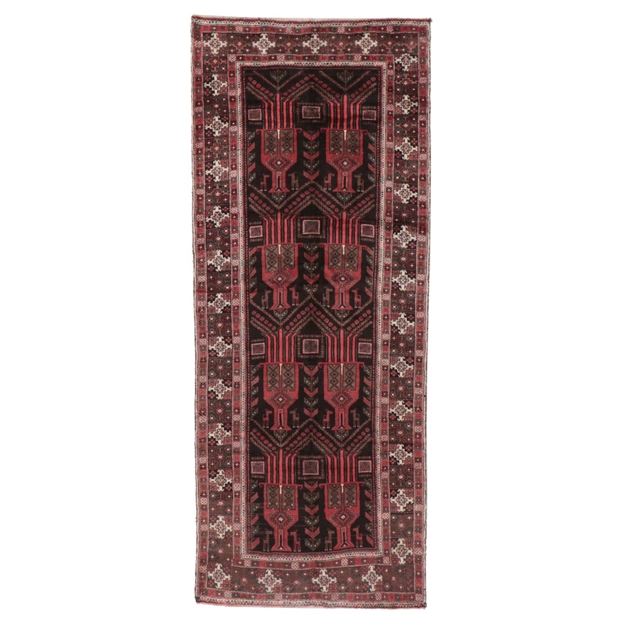 3'9 x 9'9 Hand-Knotted Persian Qashqai Long Rug