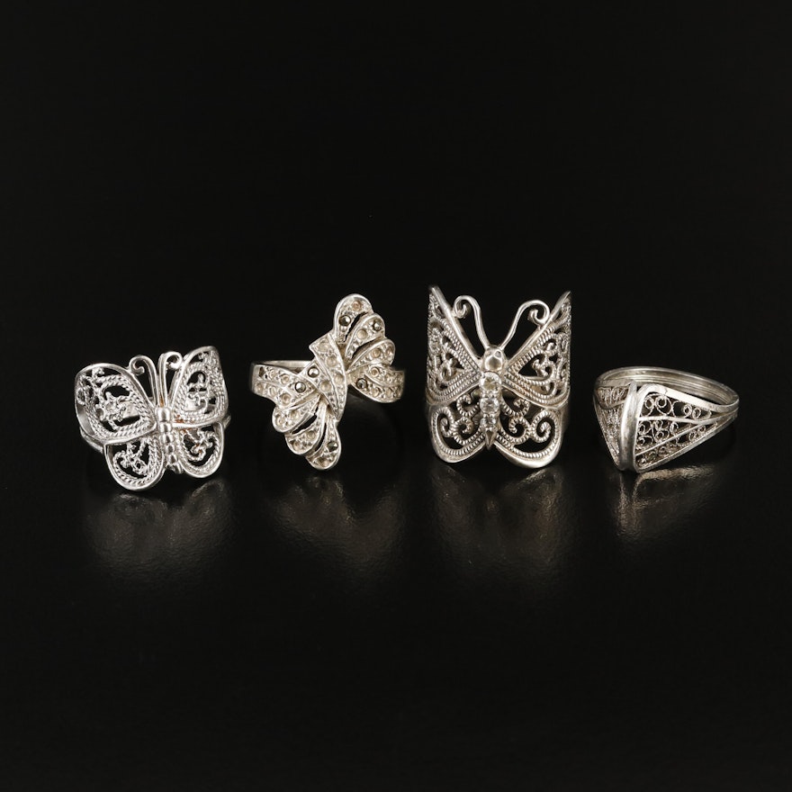 Sterling Rings Including Marcasite and Cubic Zirconia