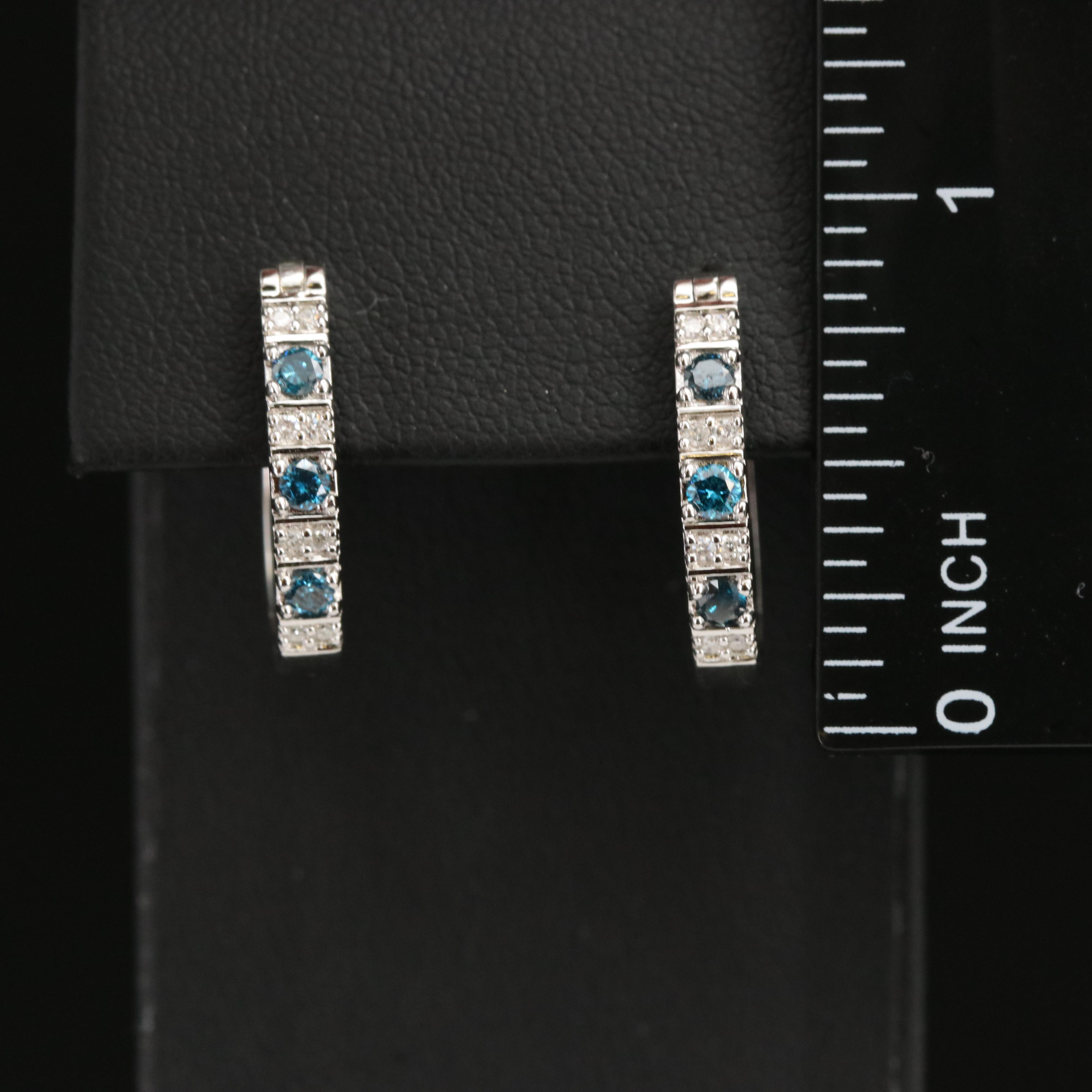 Sterling and Diamond Elongated Hoop Earrings