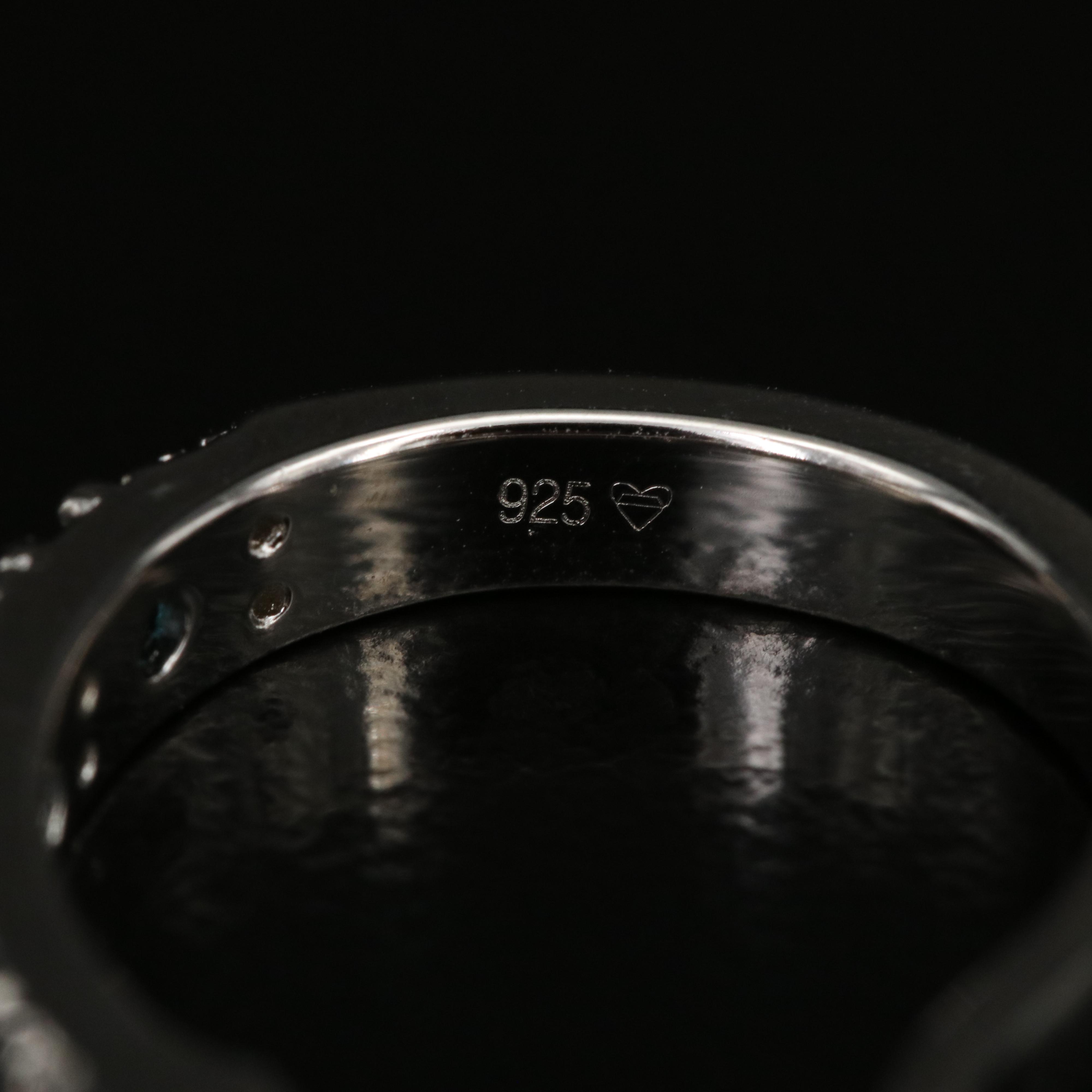 Sterling and Diamond Elongated Hoop Earrings