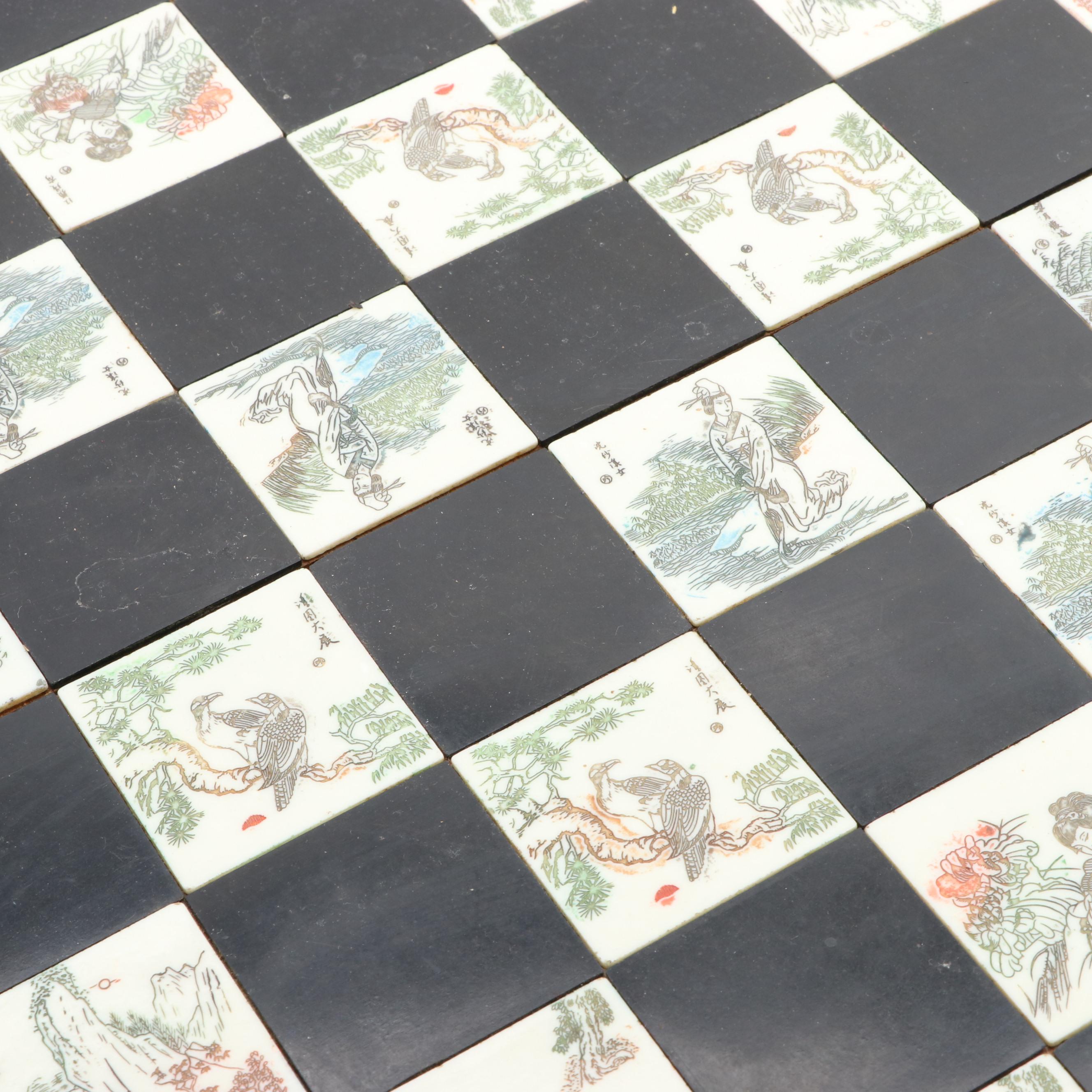 Chinese Dynasty Style Travel Chess Set with Resin Pieces and Wood Game Board