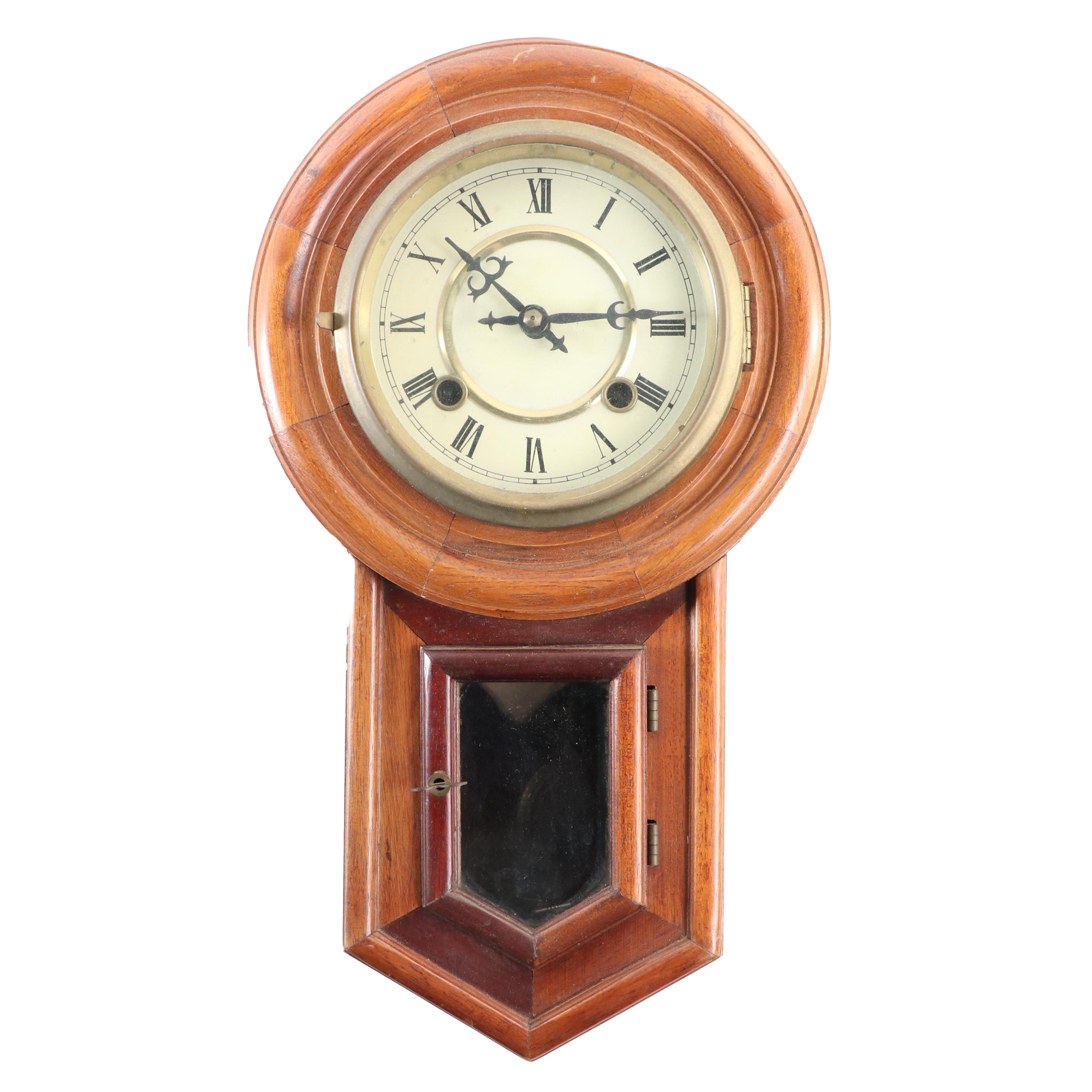 Wooden Regulator Pendulum Wall Clock, Early to Mid-20th Century