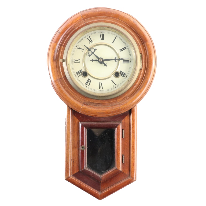 Wooden Regulator Pendulum Wall Clock, Early to Mid-20th Century