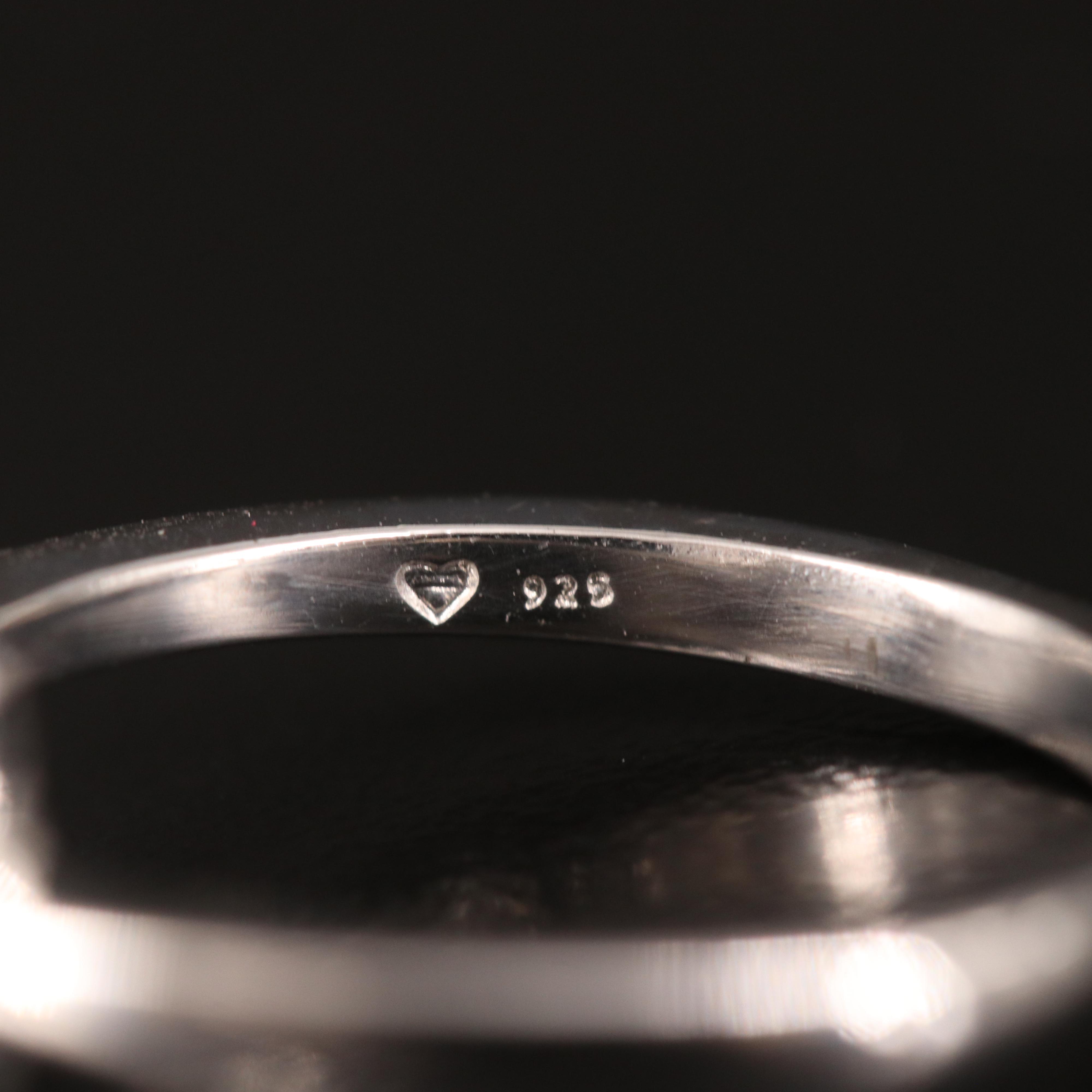 Sterling Diamond Geometric Ring