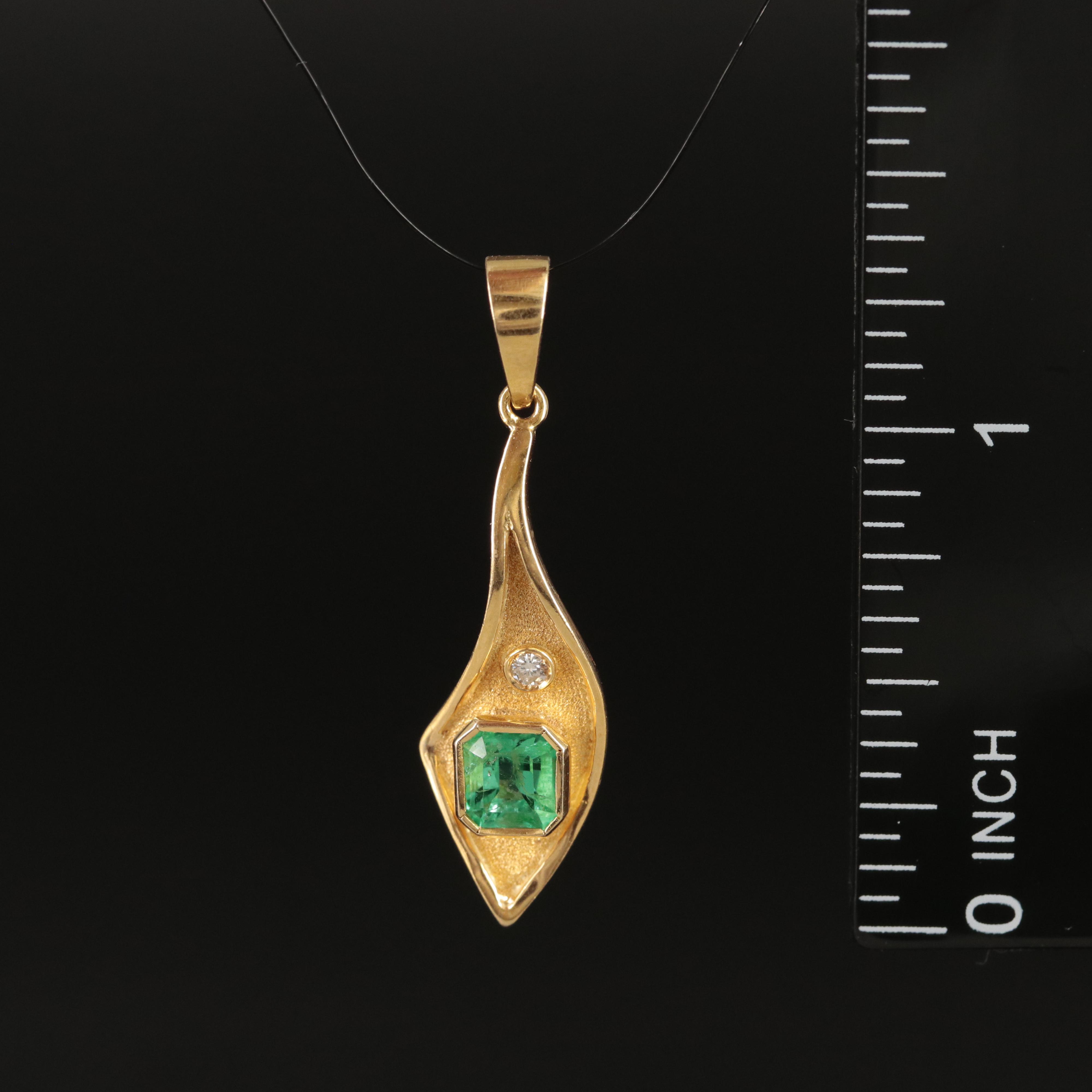 18K Emerald and Diamond Pendant