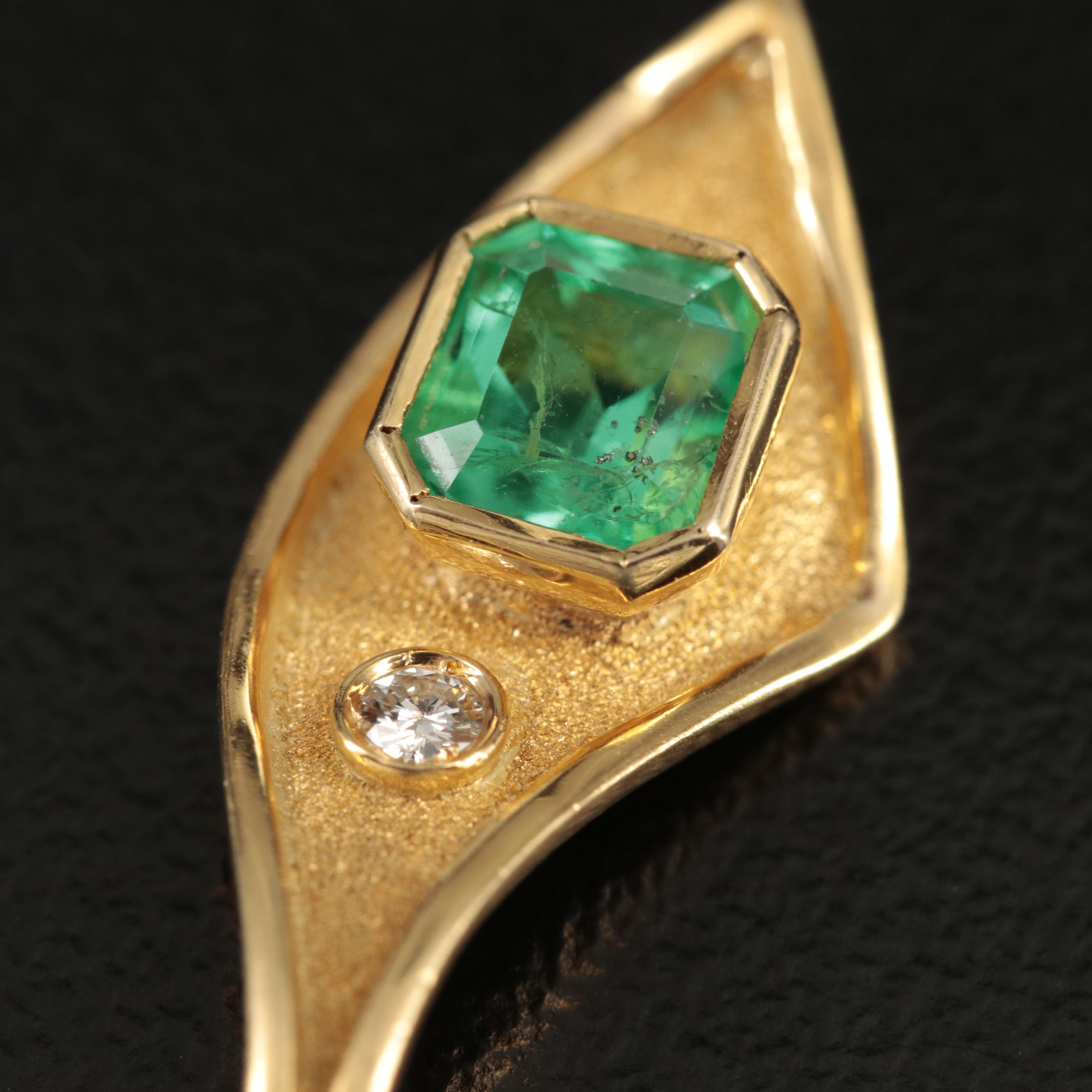 18K Emerald and Diamond Pendant