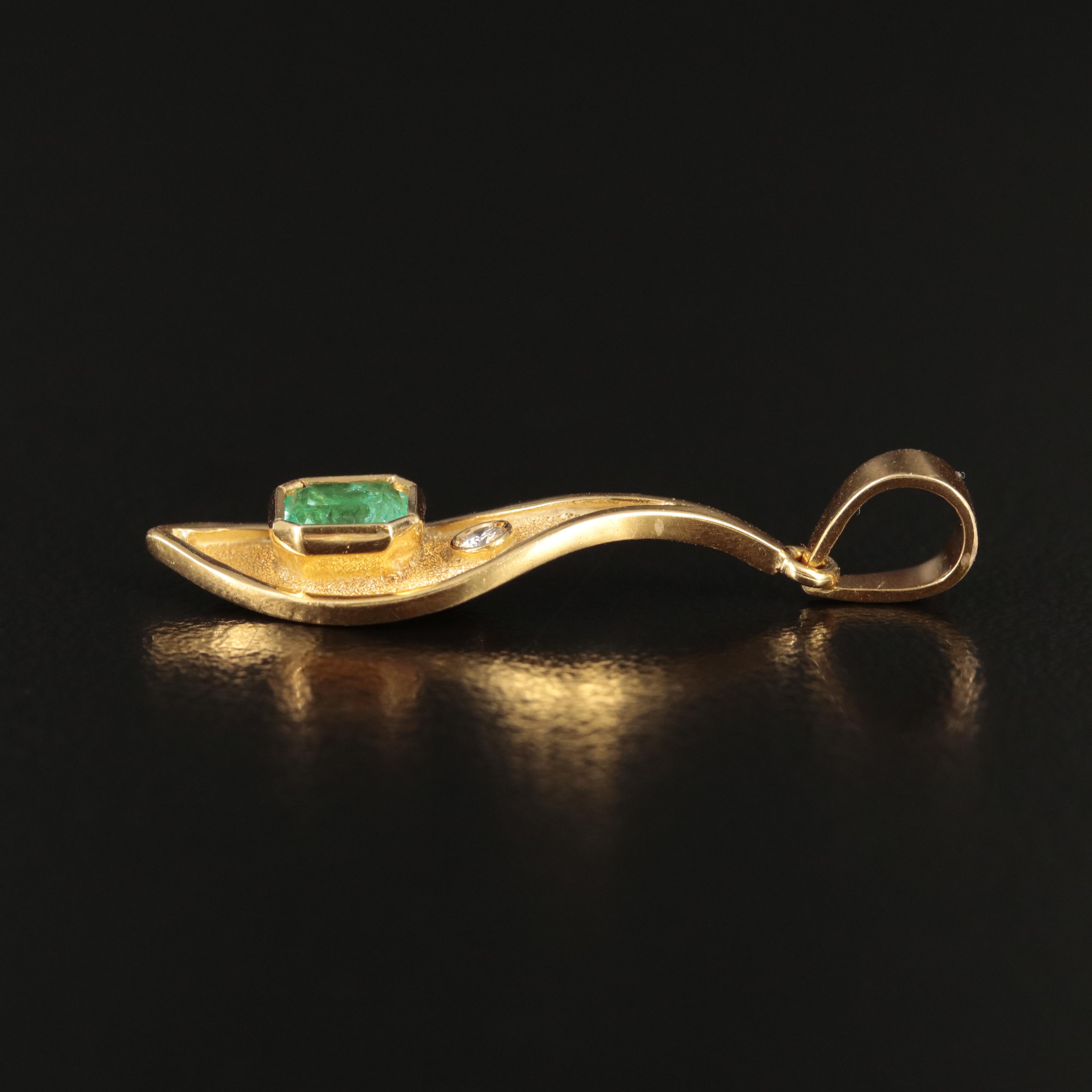 18K Emerald and Diamond Pendant