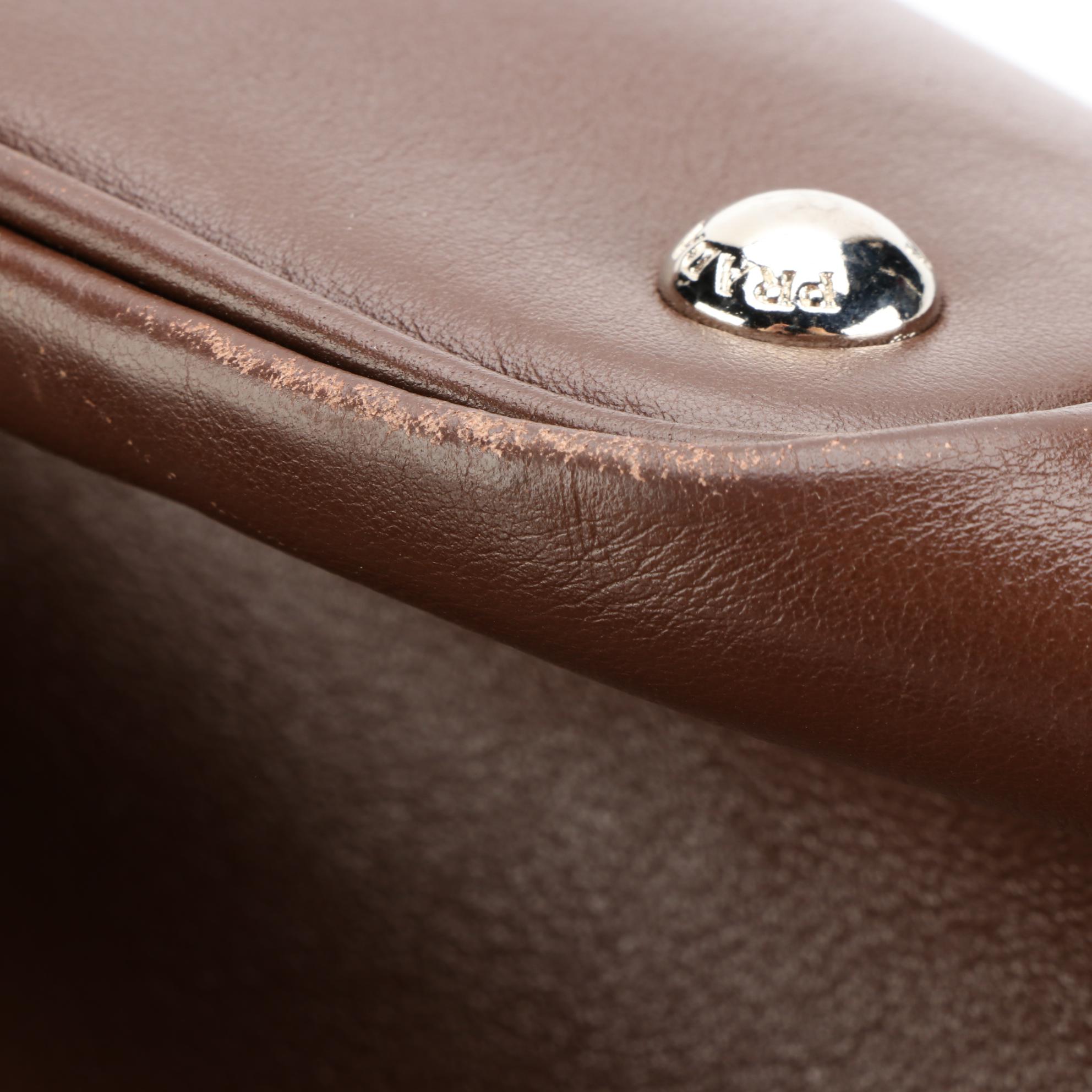 Prada Shopping Tote BN2611 in Brown/Black Calfskin Leather