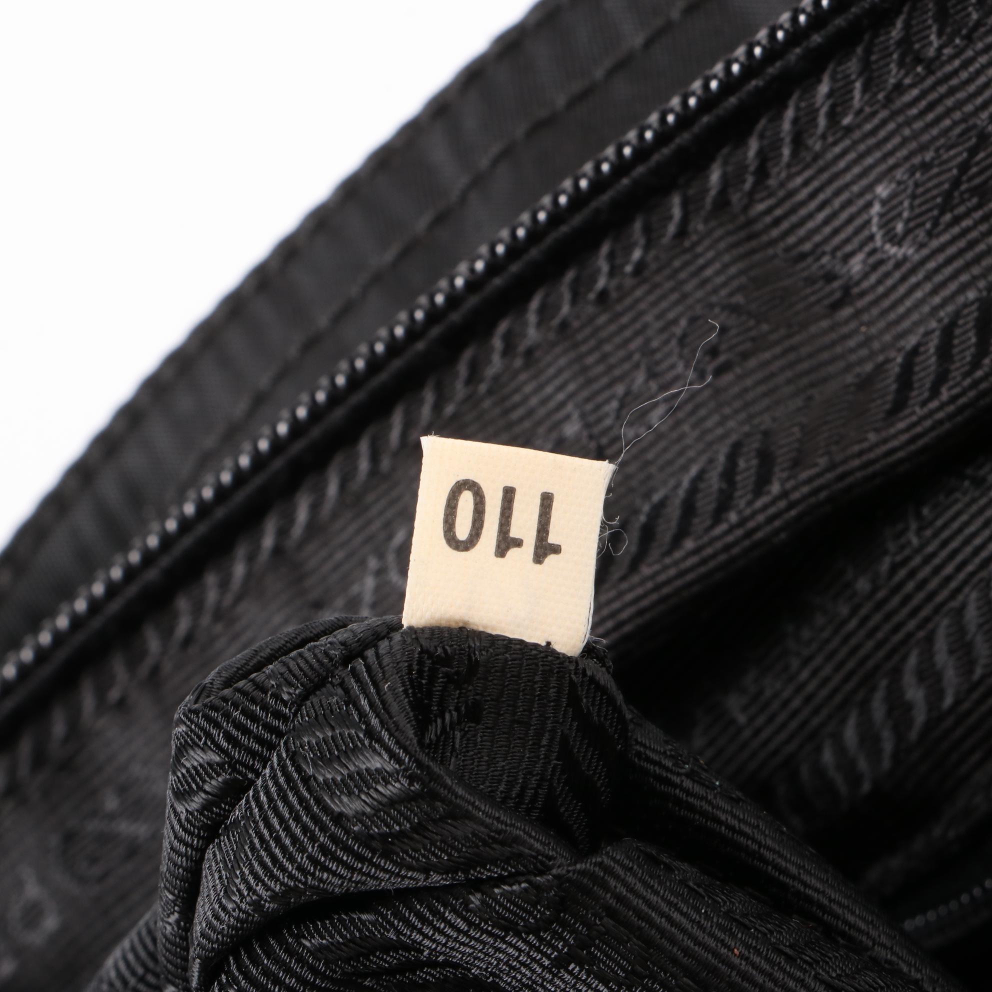 Prada Small Zip Tote in Black Nylon Gabardine with Rope Handles/Leather Trim