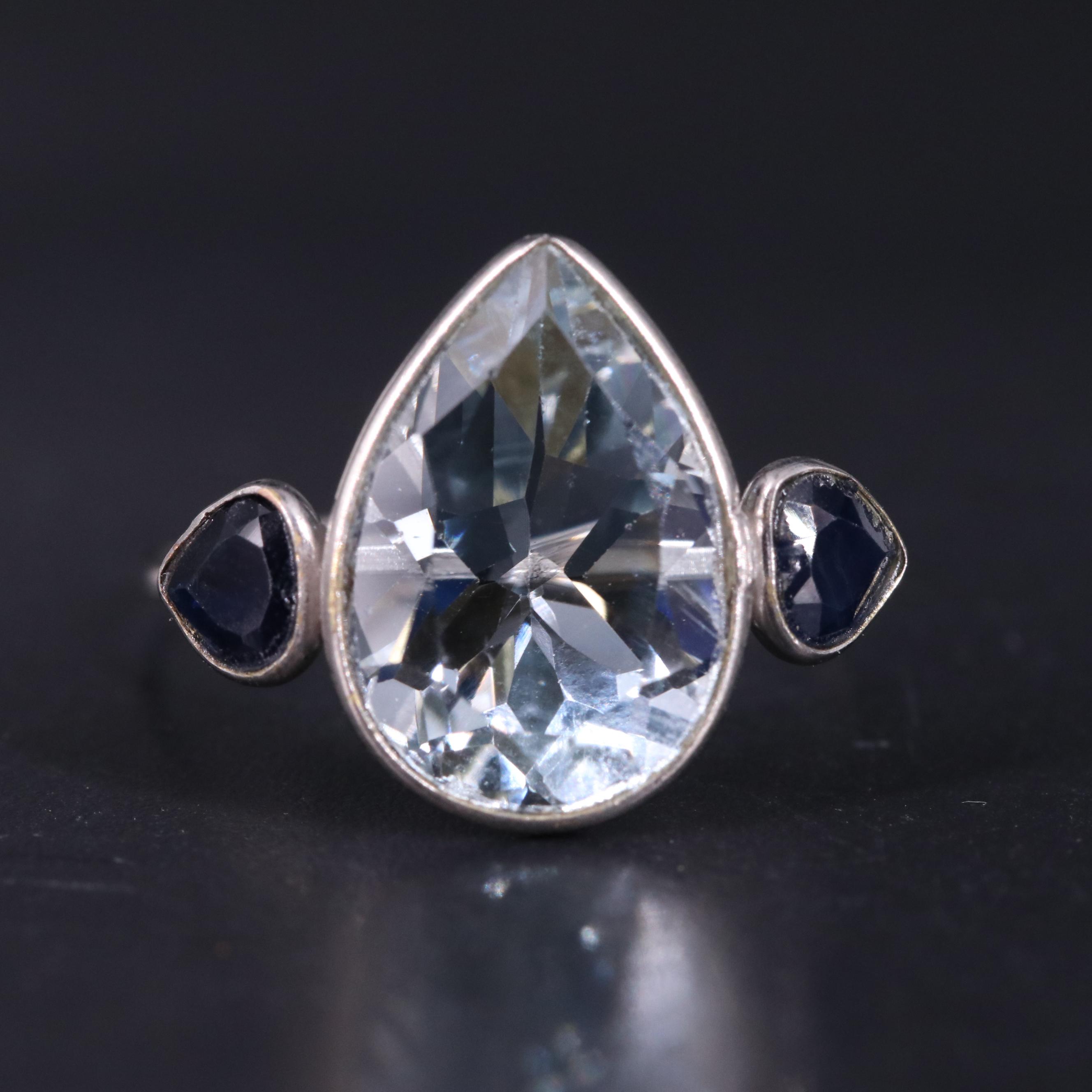 14K Aquamarine and Sapphire Ring