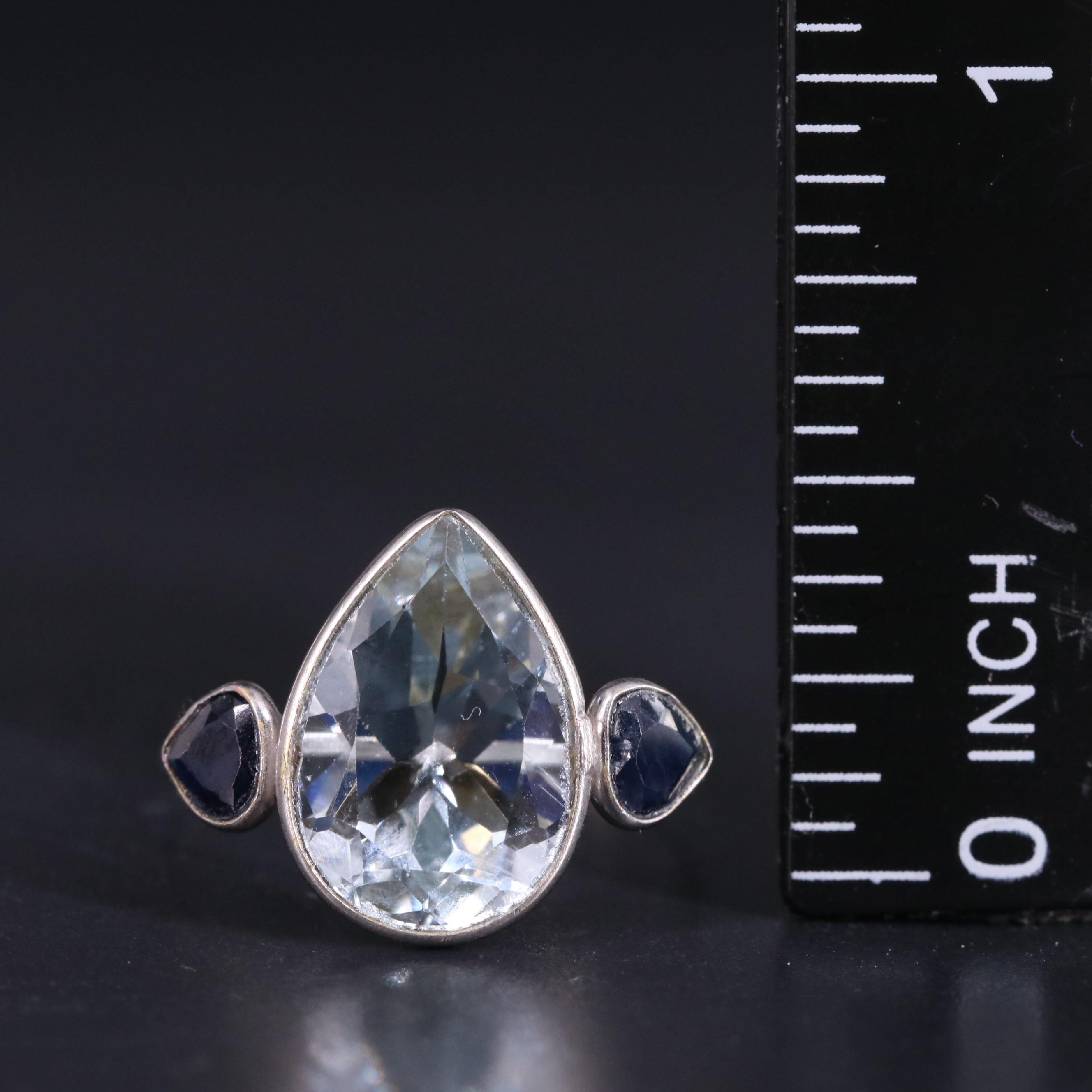 14K Aquamarine and Sapphire Ring