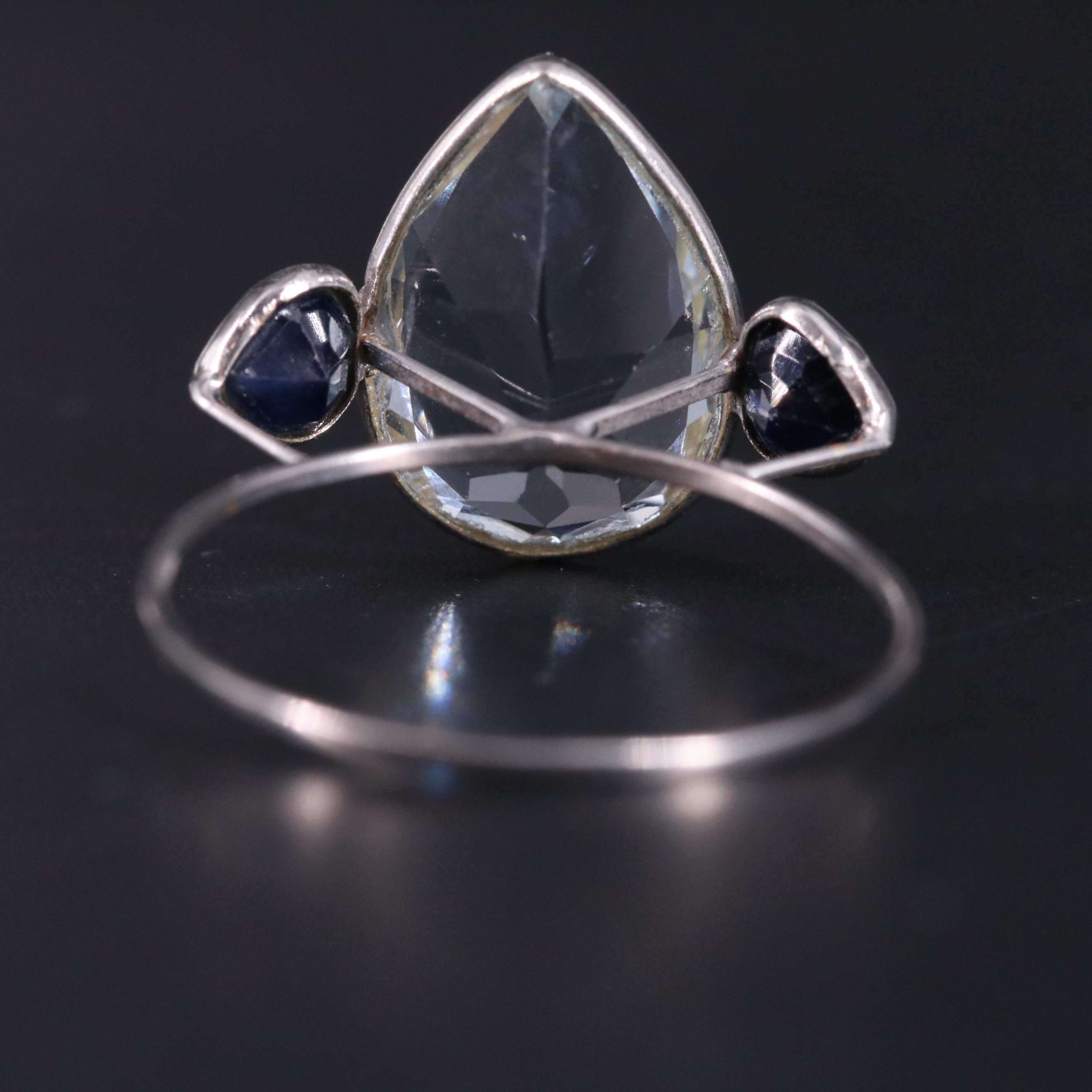 14K Aquamarine and Sapphire Ring