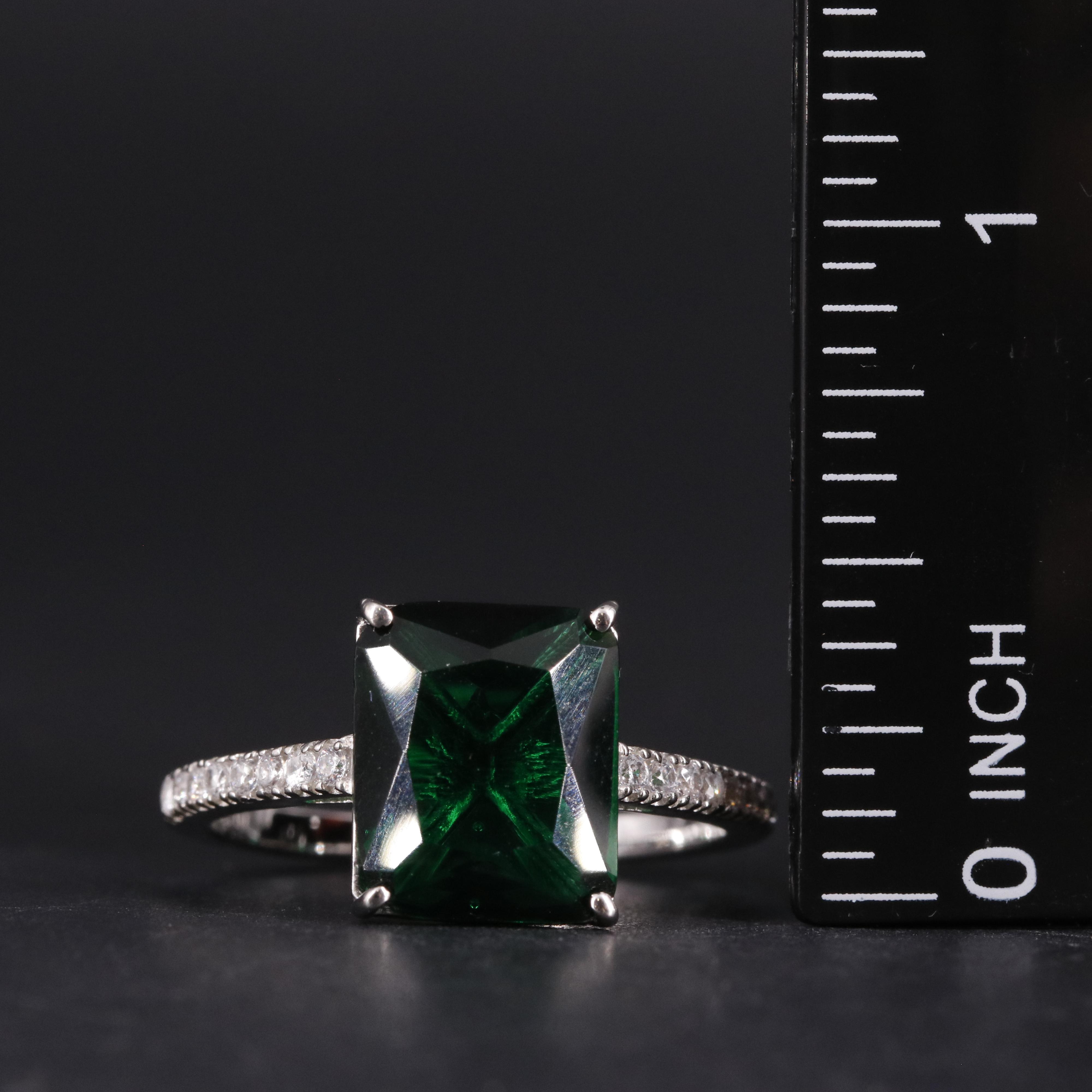 Emerald with Cubic Zirconia Ring