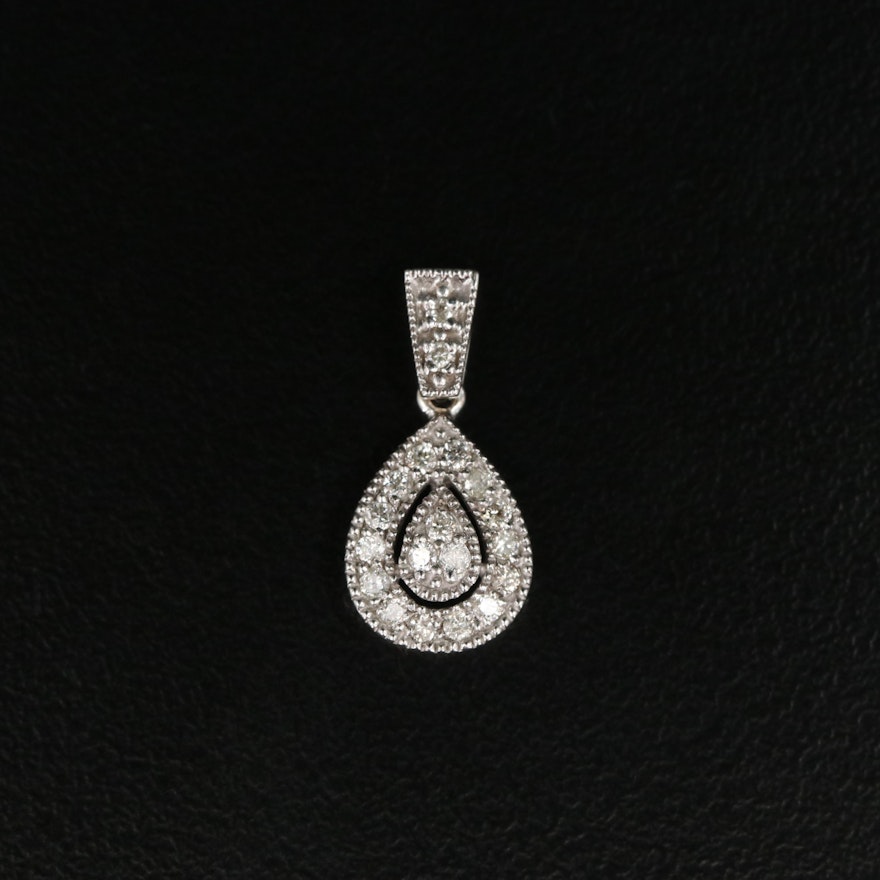 10K 0.25 CTW Diamond Double Pear Pendant