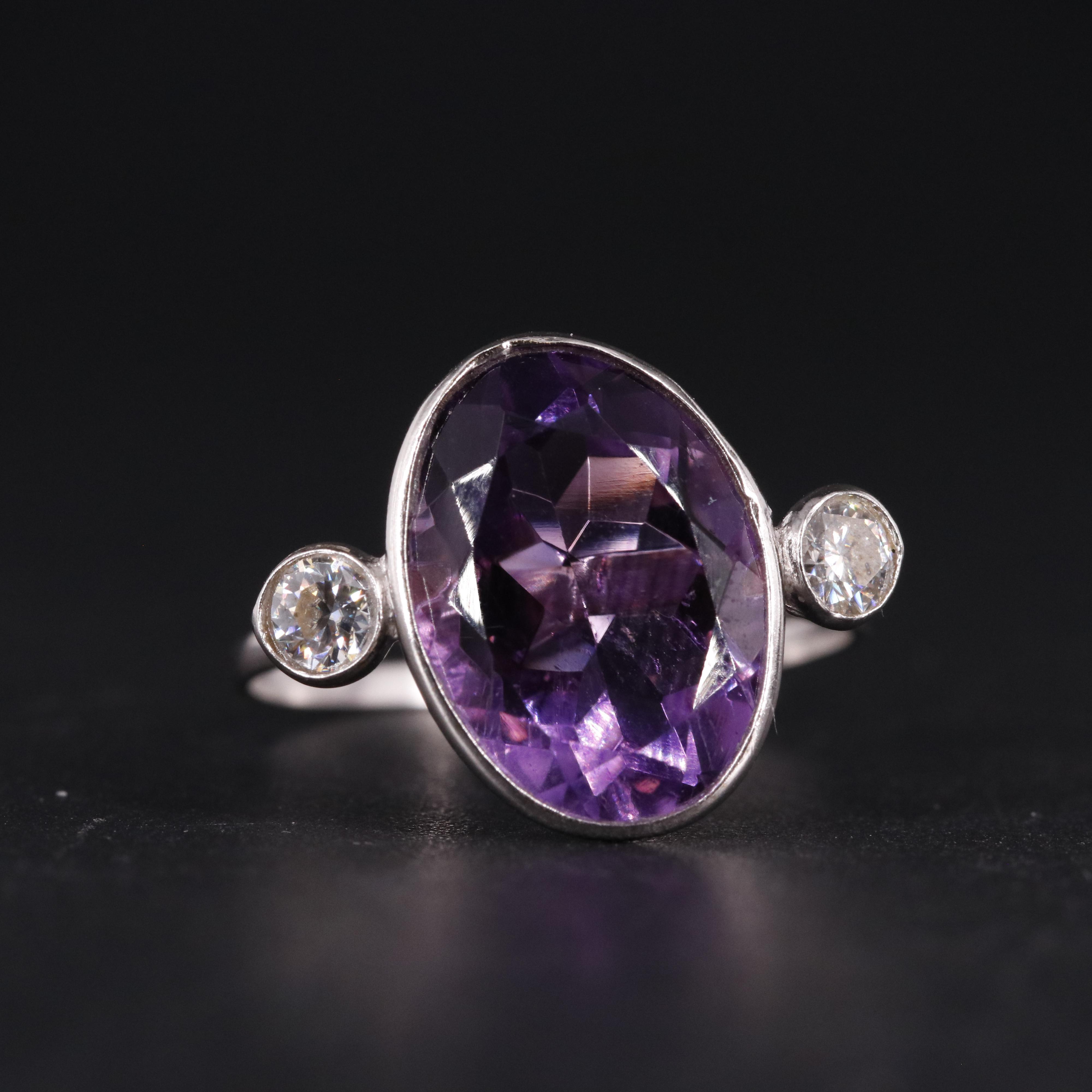 14K Amethyst and Moissanite Ring