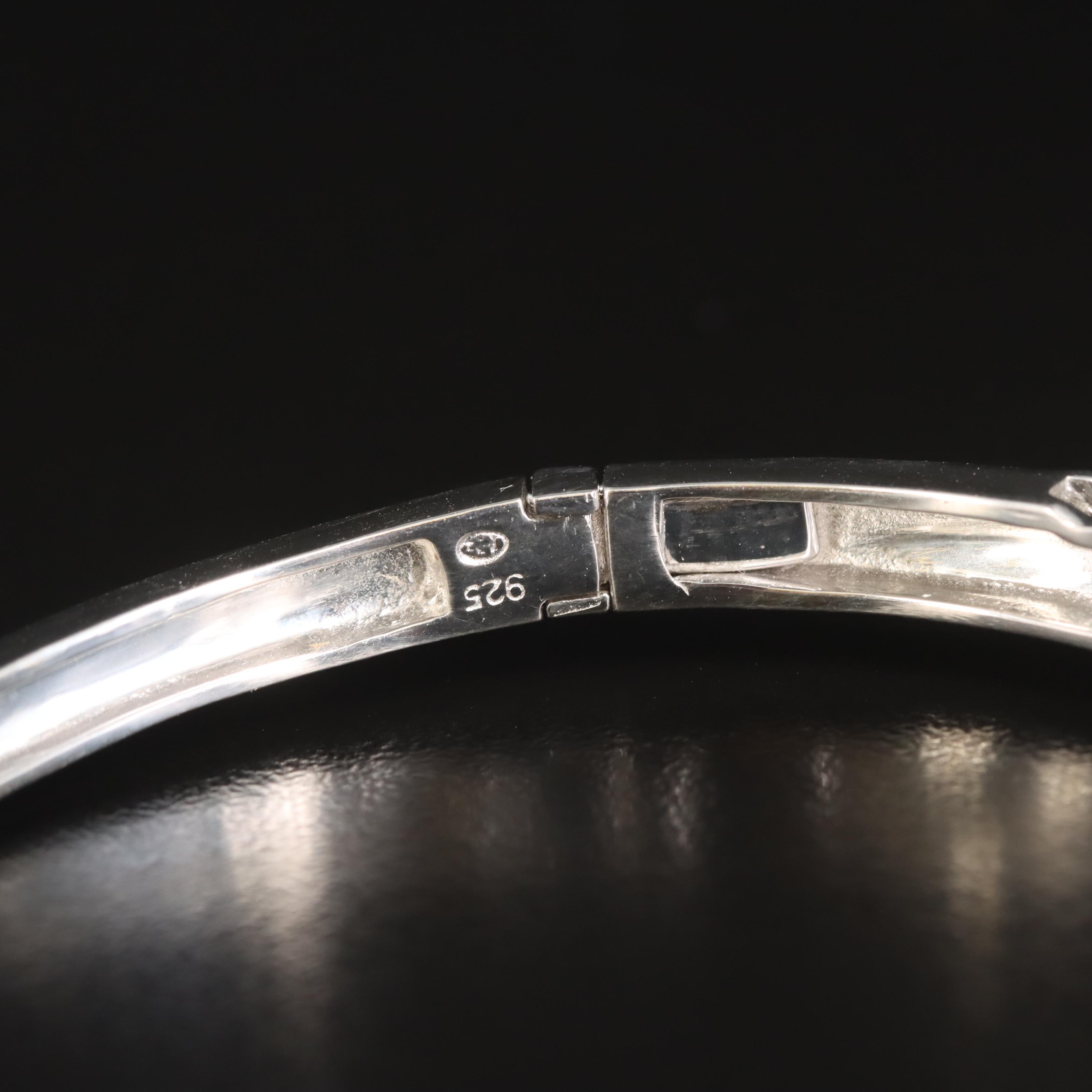 Sterling Sapphire and Diamond Hinged Bangle