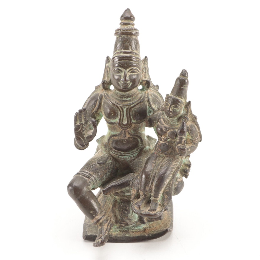 Southeast Asian Brass Hindu Shiv Mata Parvati Figurine
