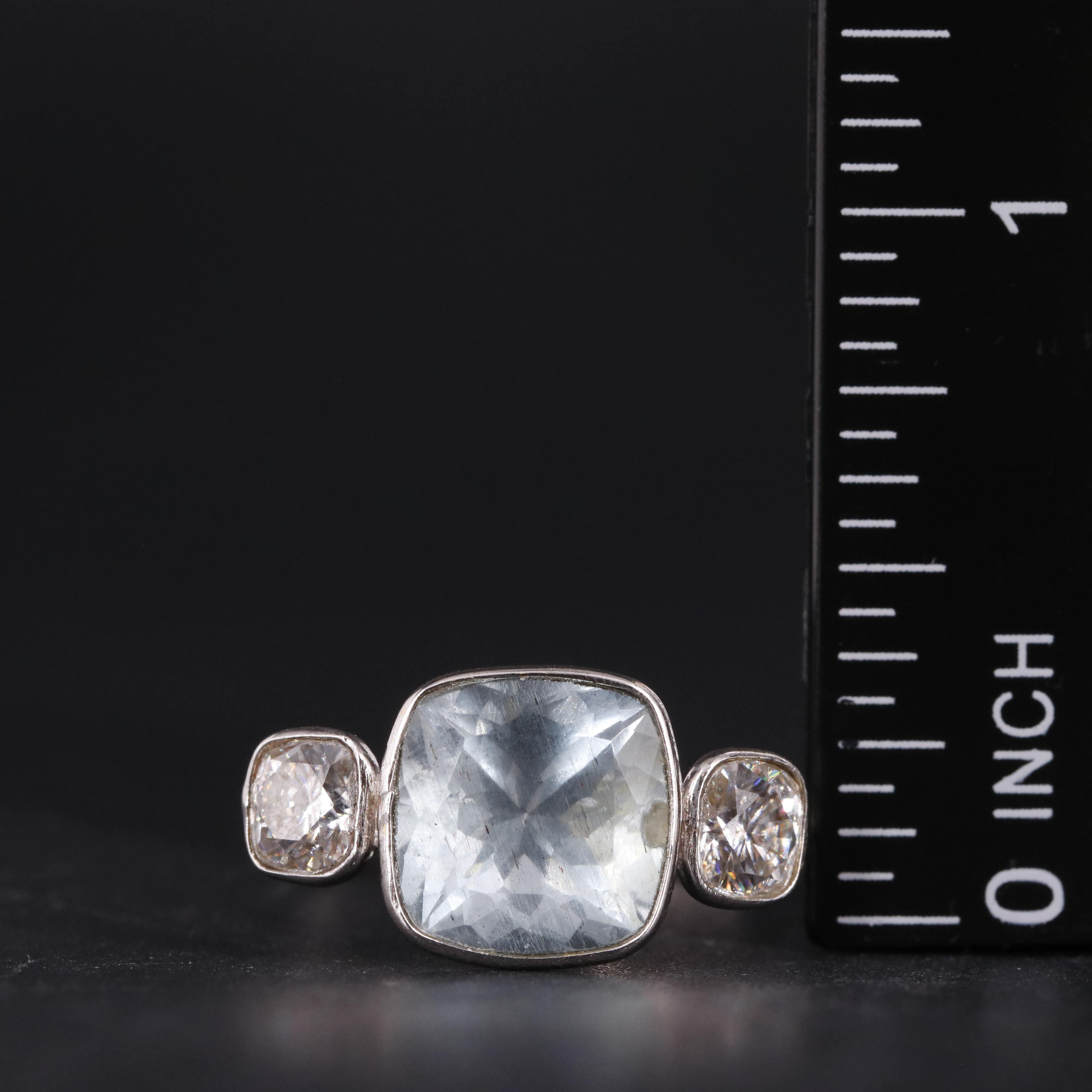 14K Aquamarine and Moissanite Ring