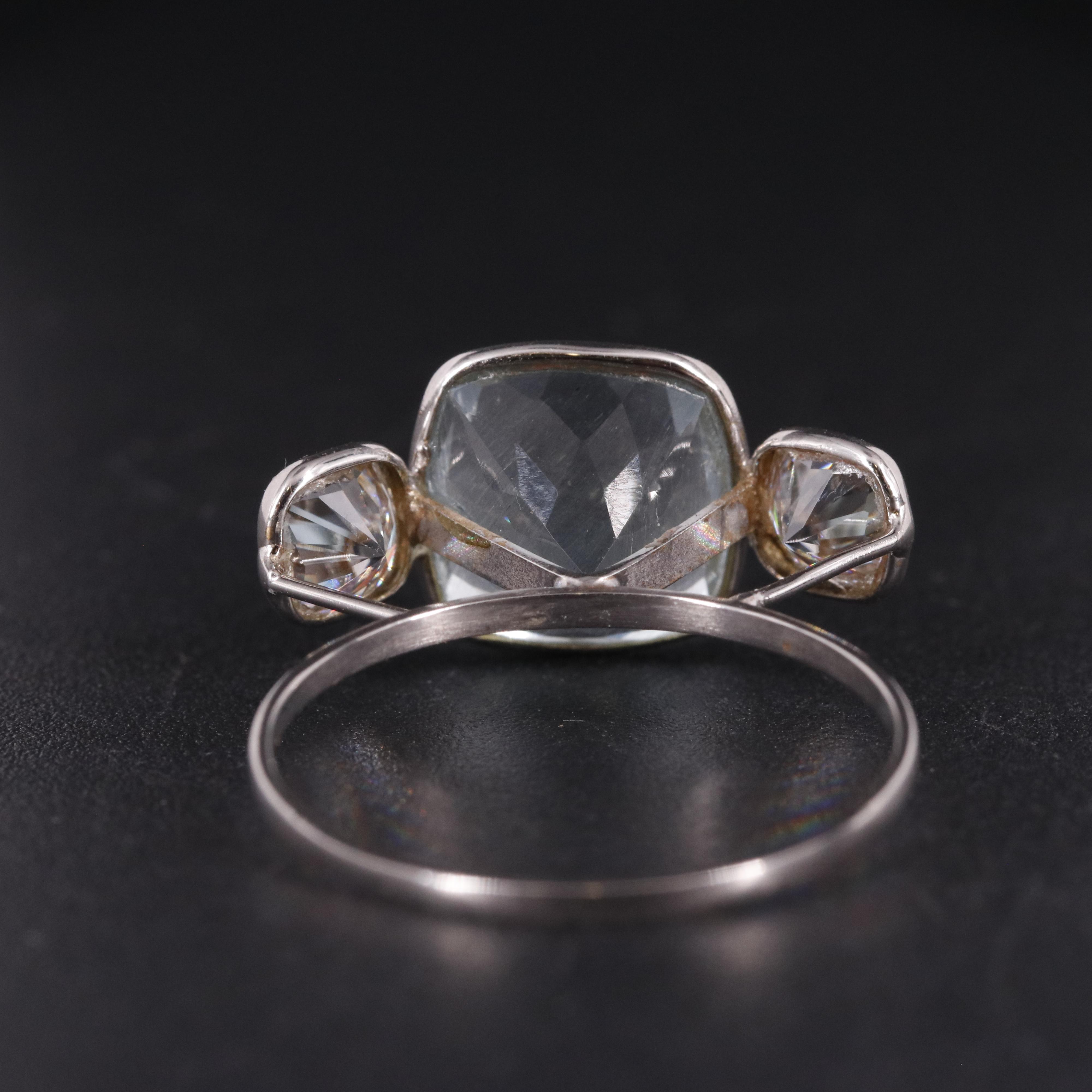 14K Aquamarine and Moissanite Ring