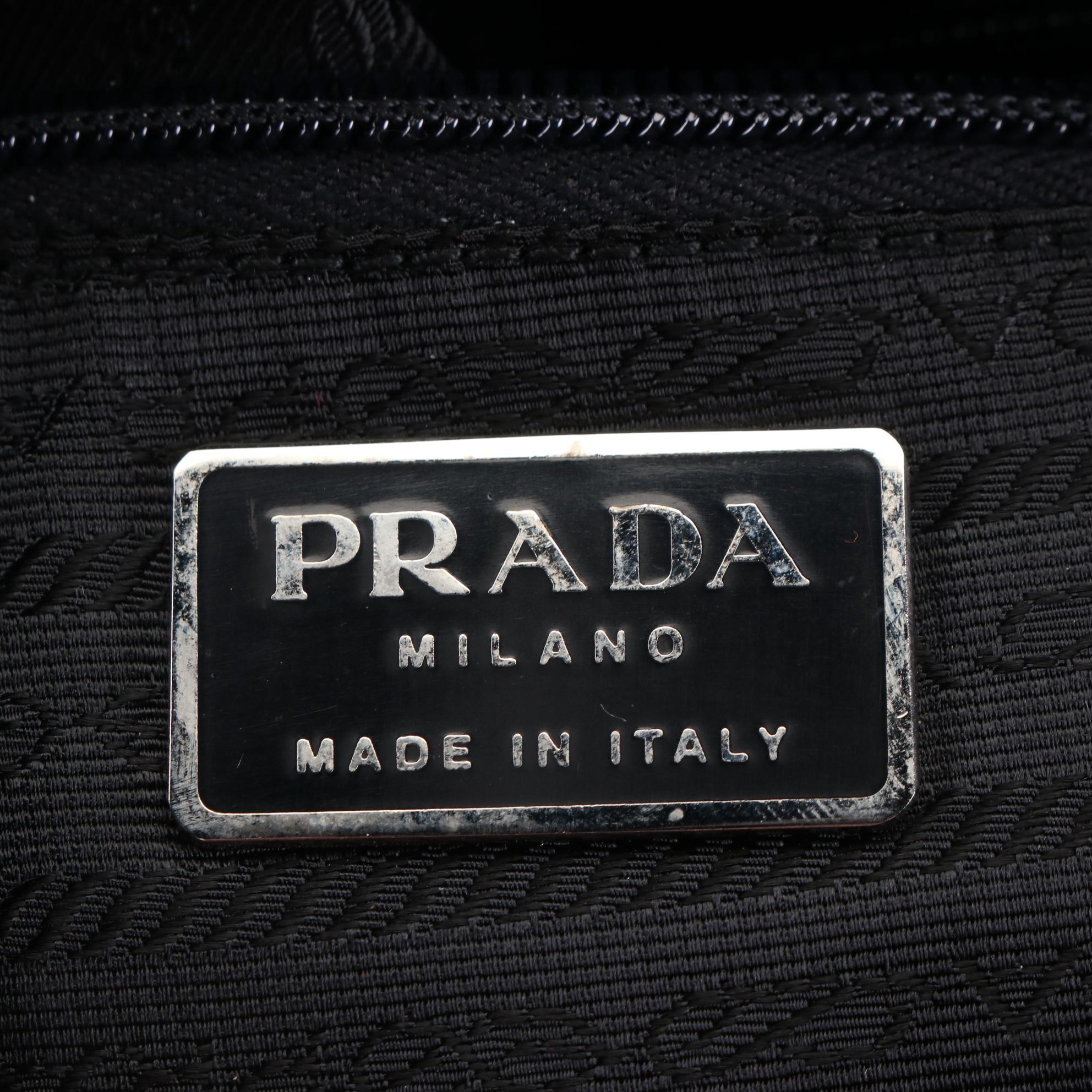 Prada Drawstring Backpack Purse in Nylon with Leather Trim