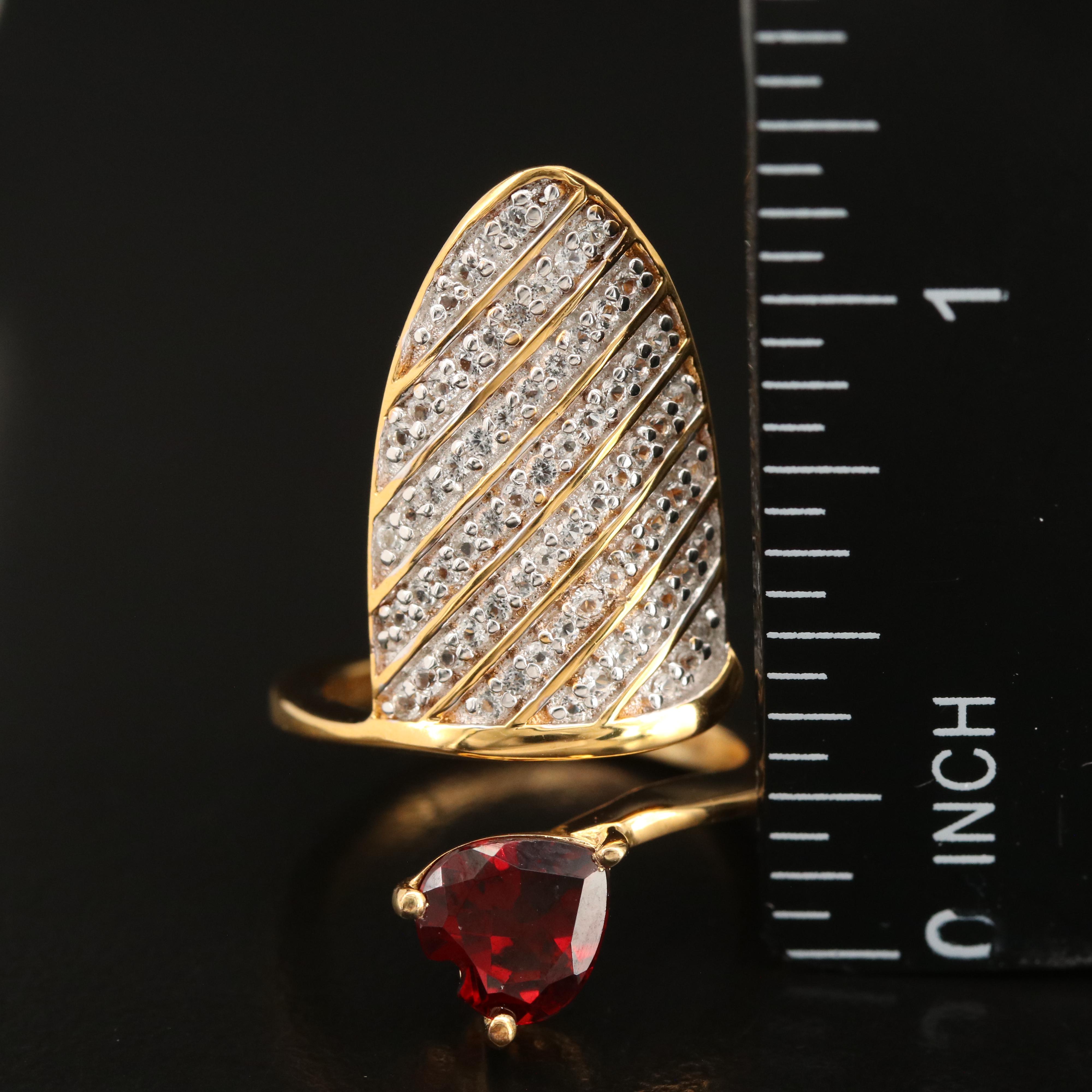 Sterling Garnet and Topaz Fingernail Ring