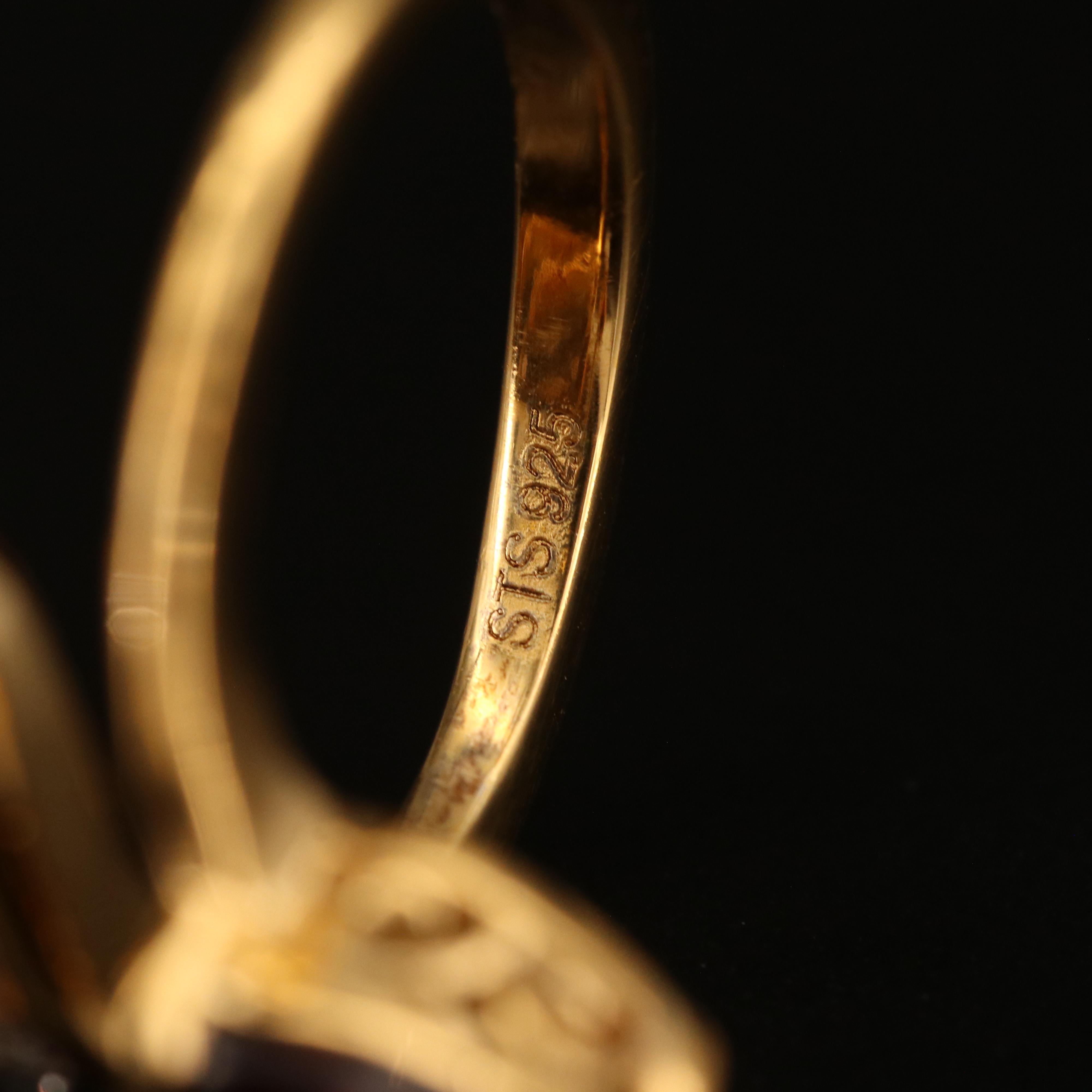 Sterling Garnet and Topaz Fingernail Ring