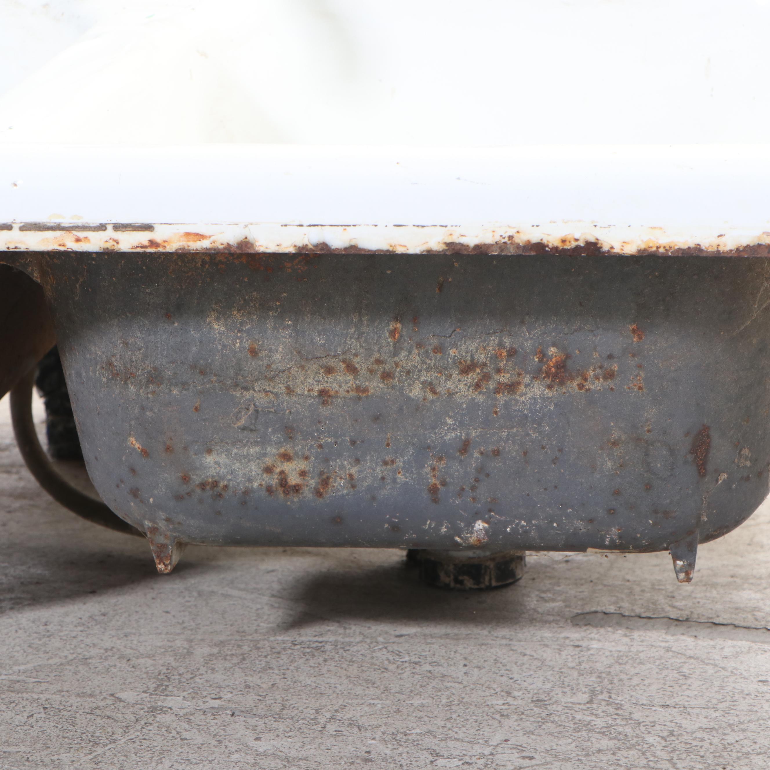 Enameled Cast Iron Double-Well Sink, Mid-20th Century