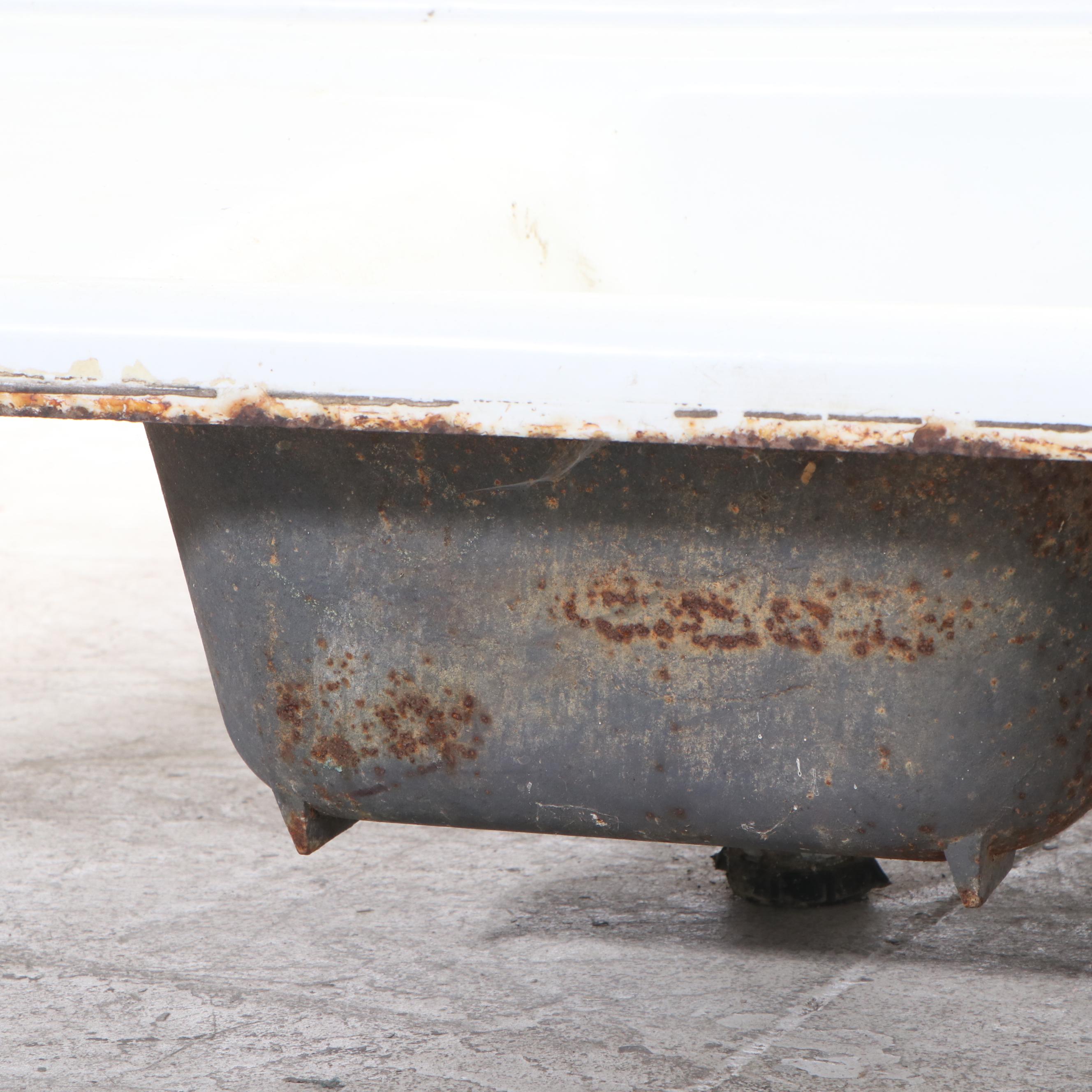 Enameled Cast Iron Double-Well Sink, Mid-20th Century