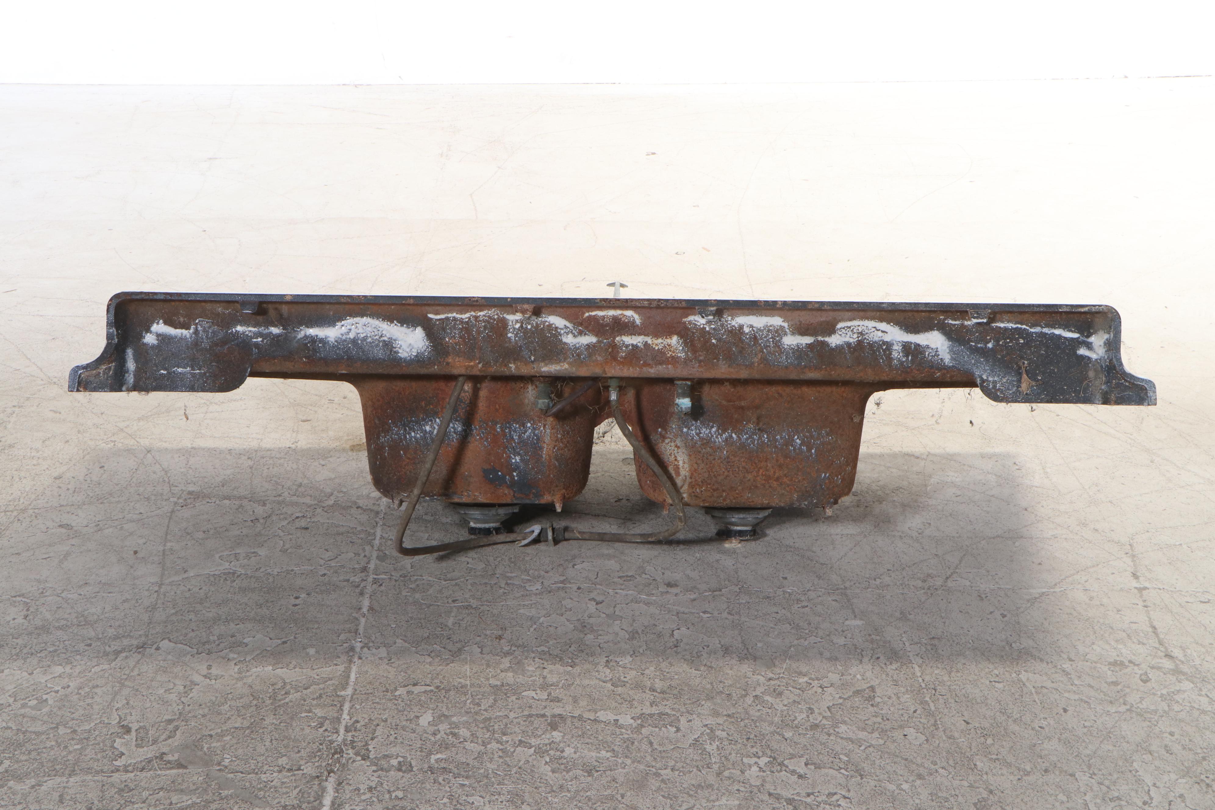 Enameled Cast Iron Double-Well Sink, Mid-20th Century