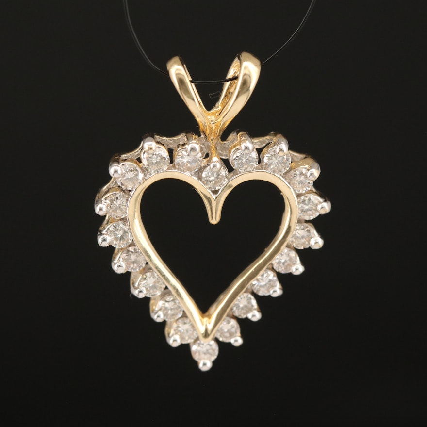 14K 0.60 CTW Diamond Heart Pendant